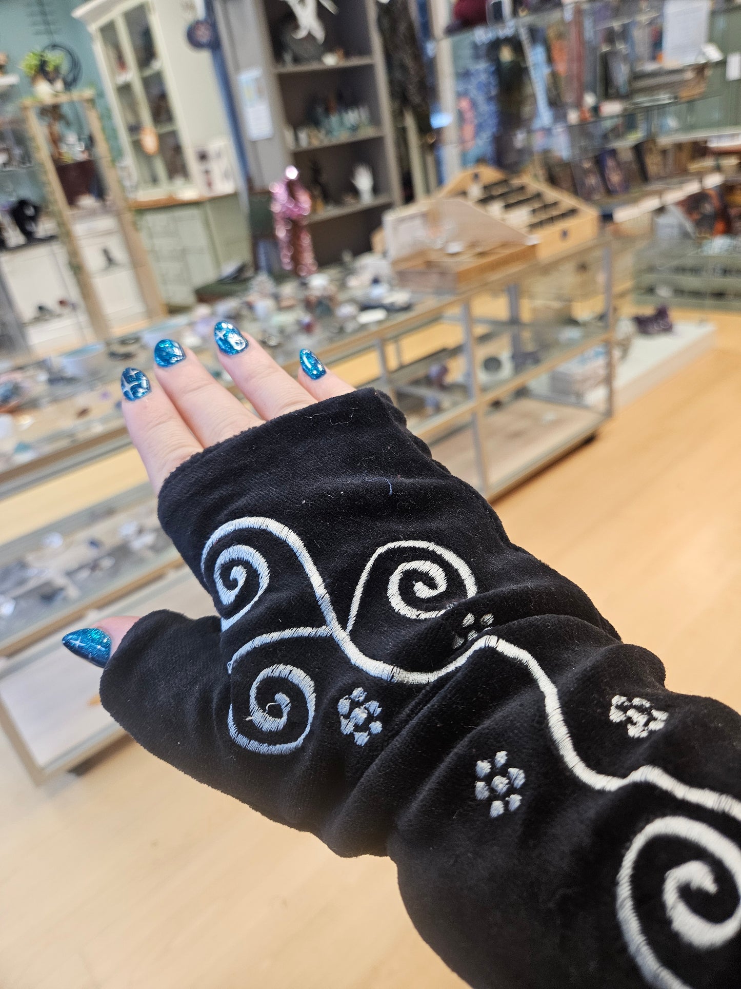 Velvet Wrist Warmers / fingerless mittens