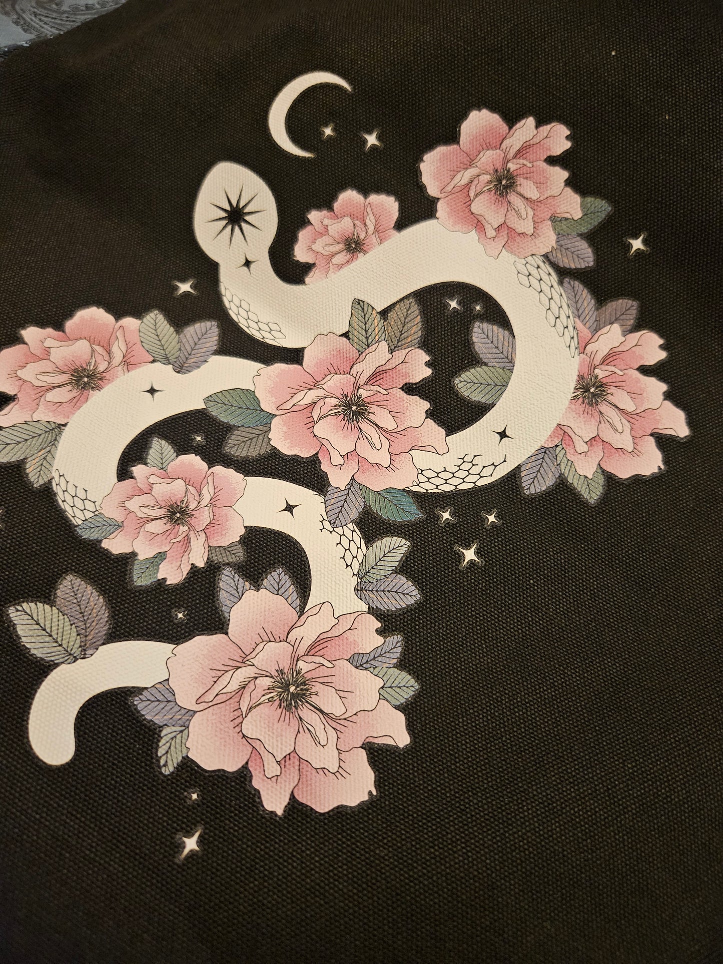 Floral Snake Tote Bag