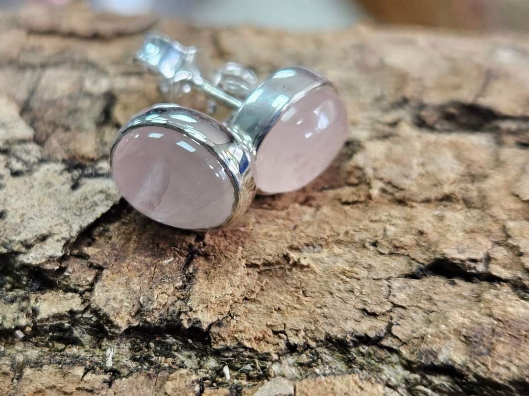 Rose Quartz Stud Earings