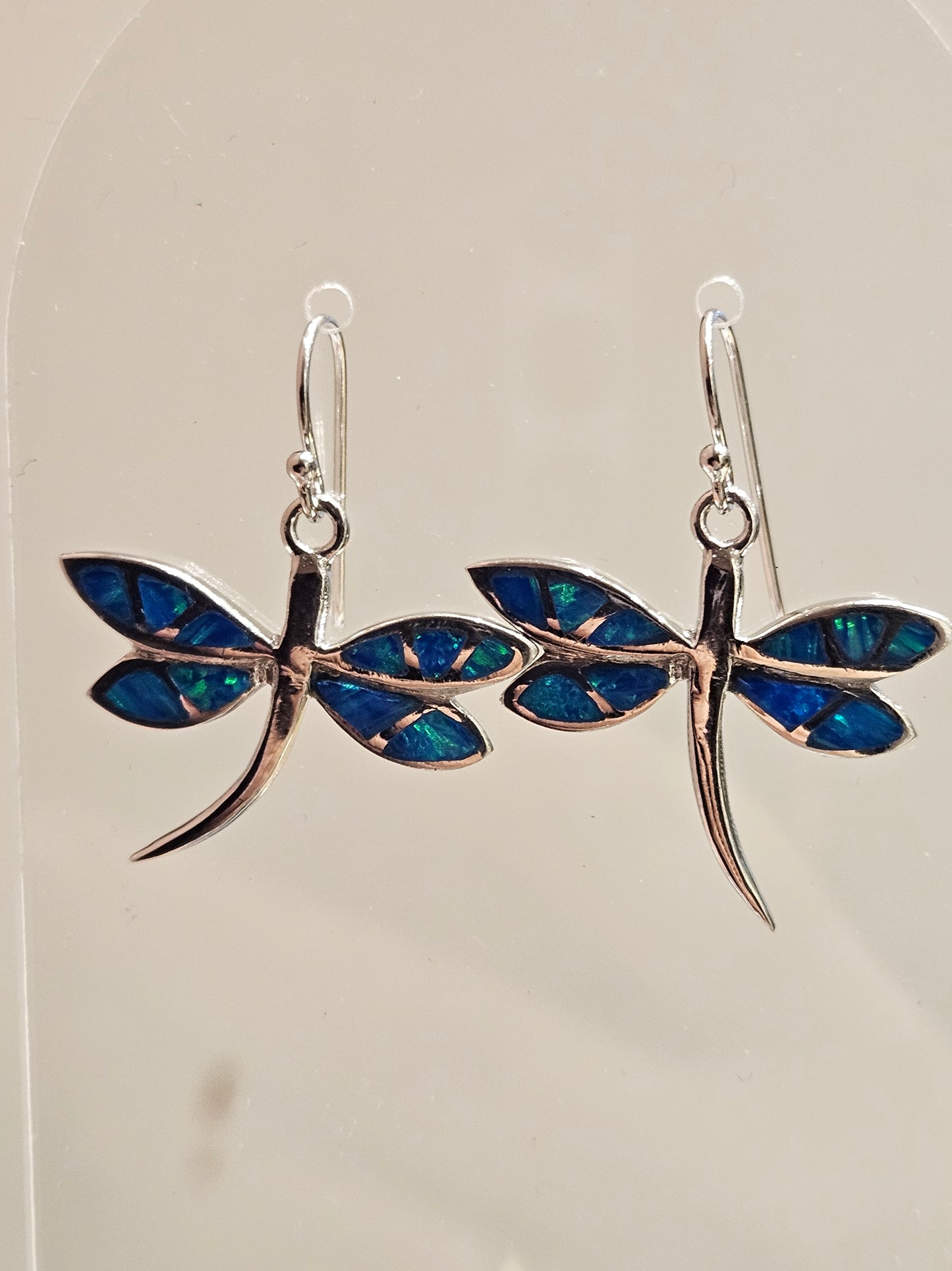 Blue Opal Dragon Fly Earrings