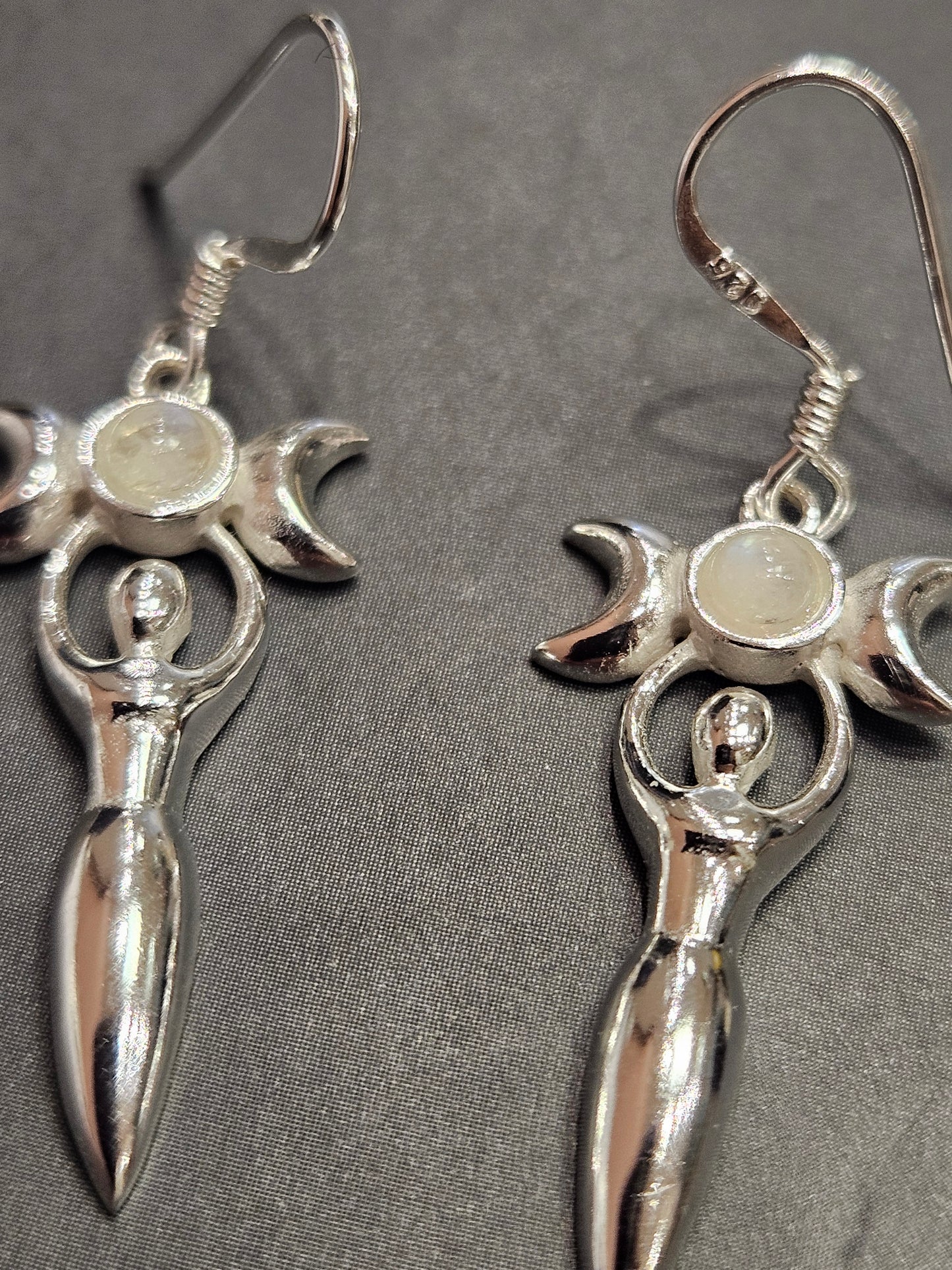 Triple Goddess Moonstone Earrings