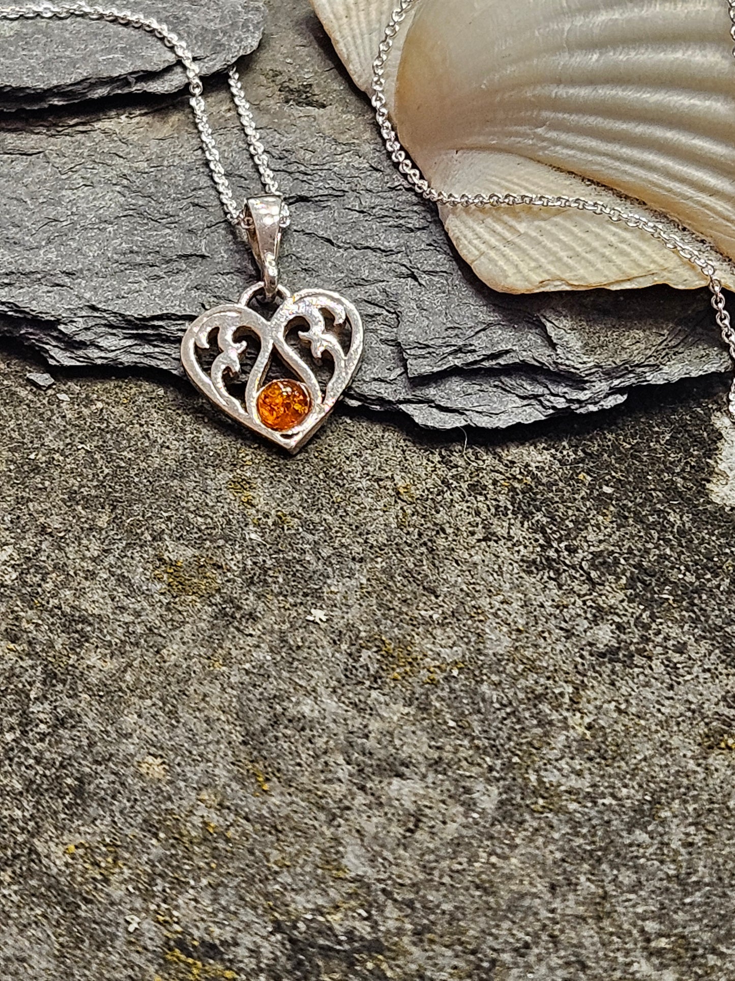 Burning Love Amber Heart Necklace