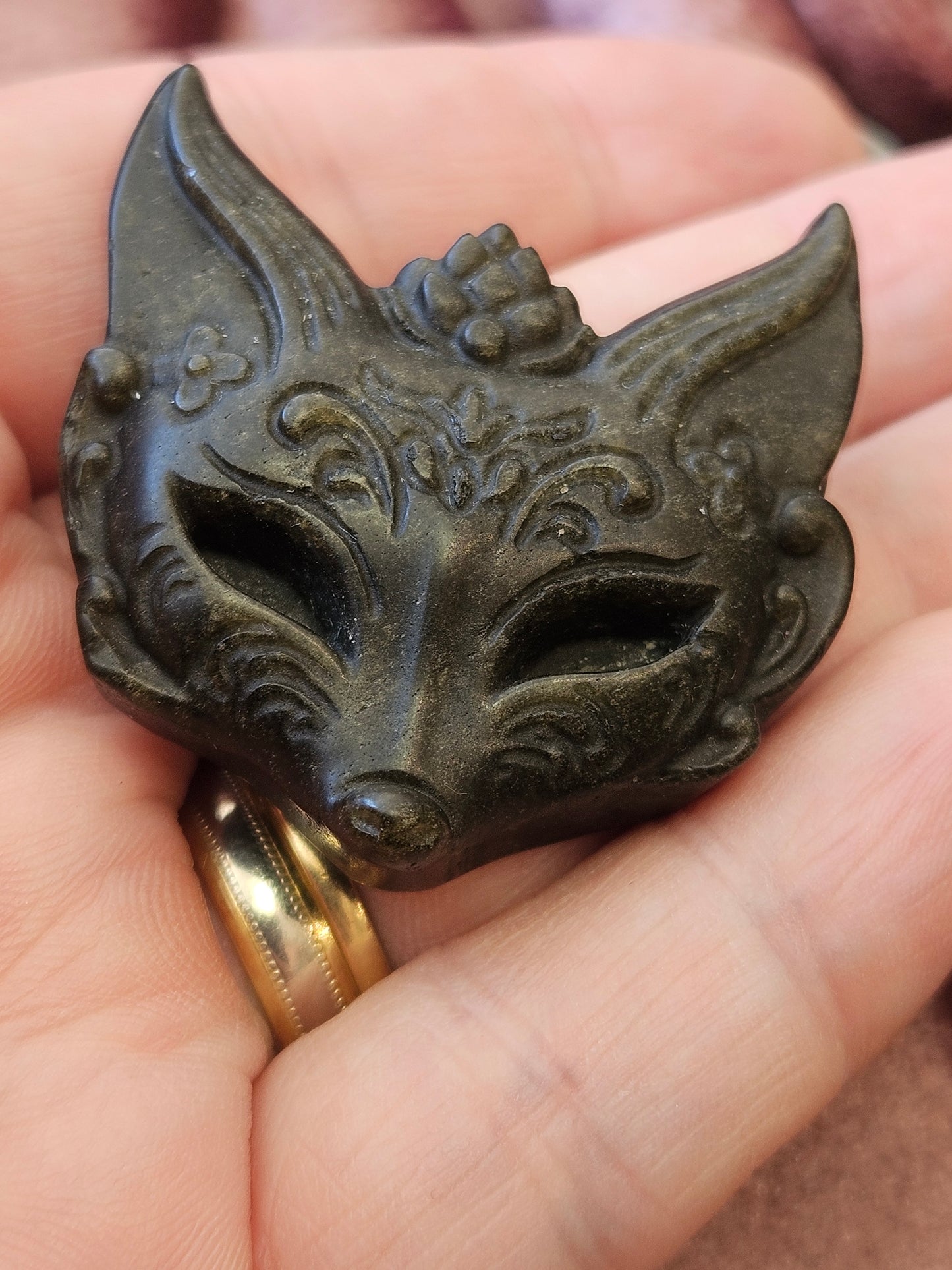 Obsidian Cat Mask Carving