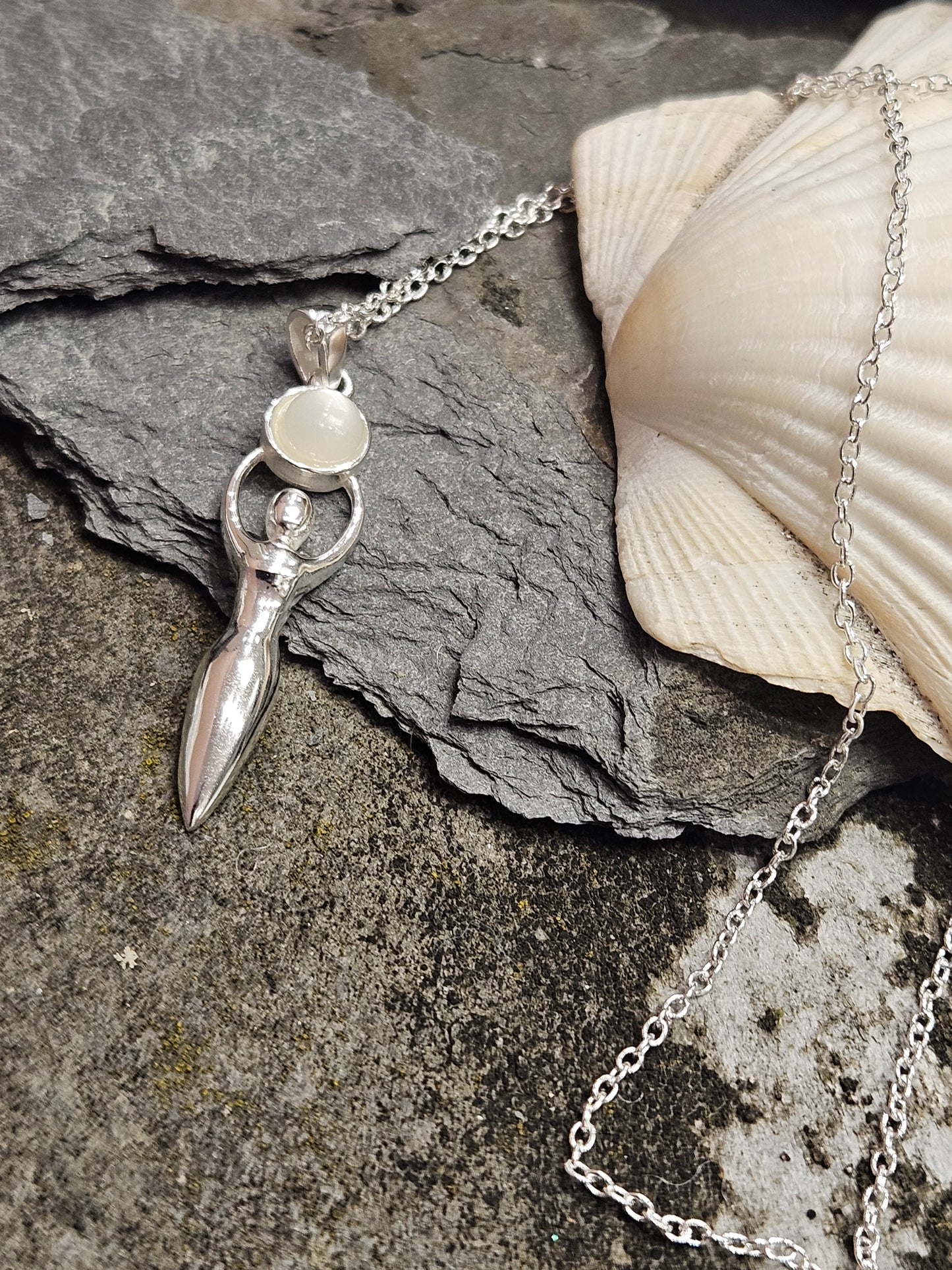 Rainbow Moonstone Goddess Necklace