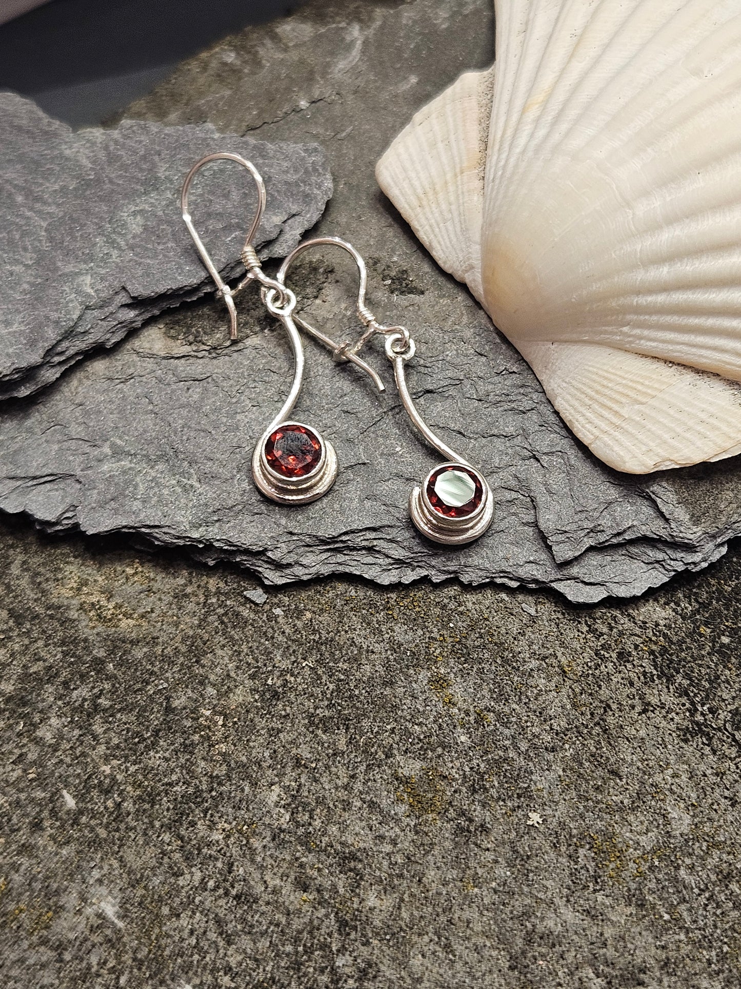 Garnet Facetted Drop Earrings