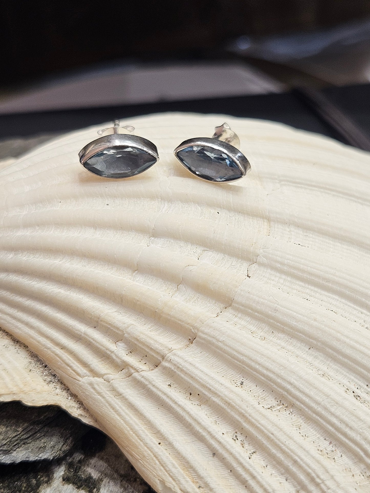 Blue Topaz Marquise Studs