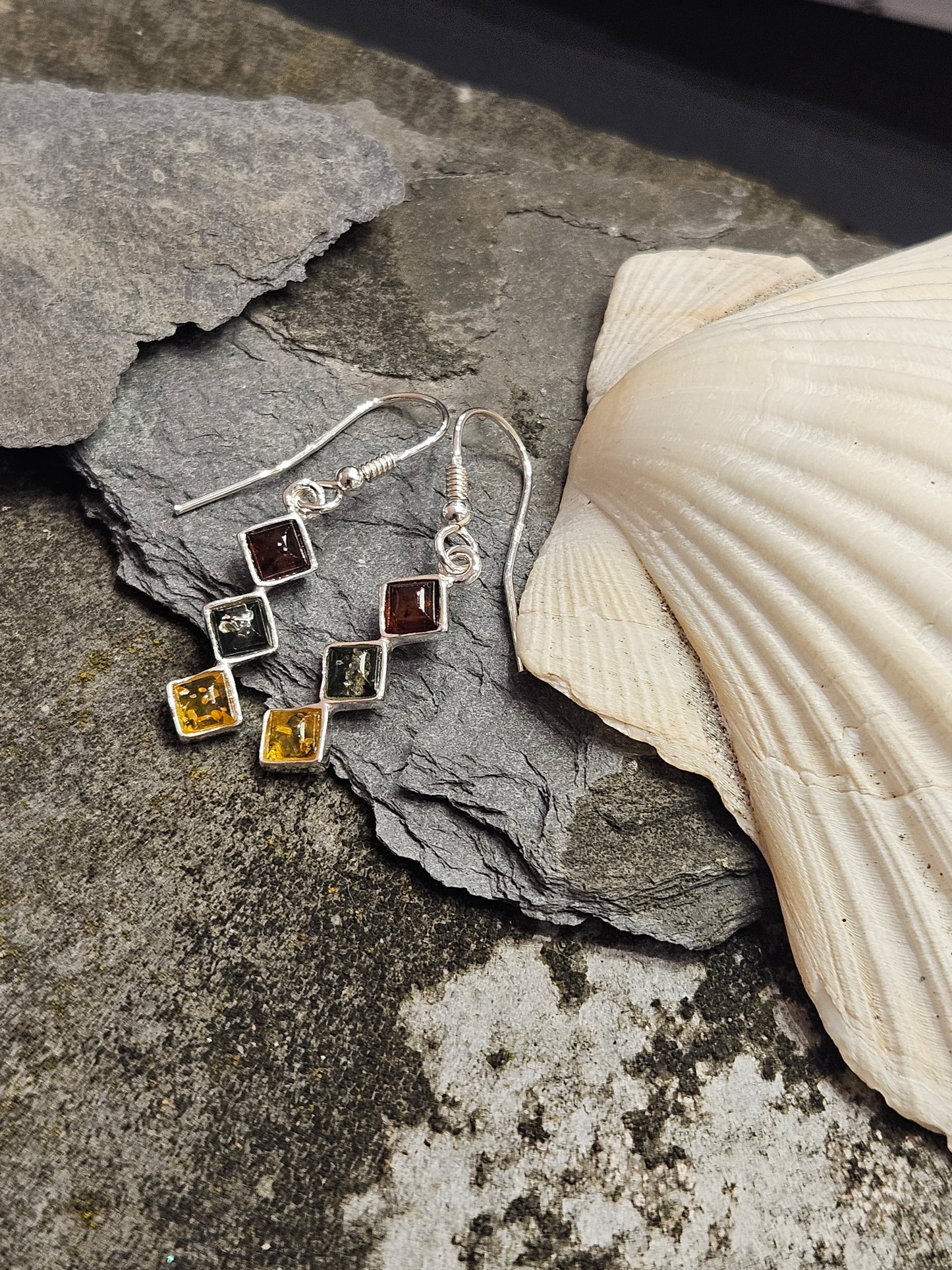 Amber Trilogy Drop Earrings
