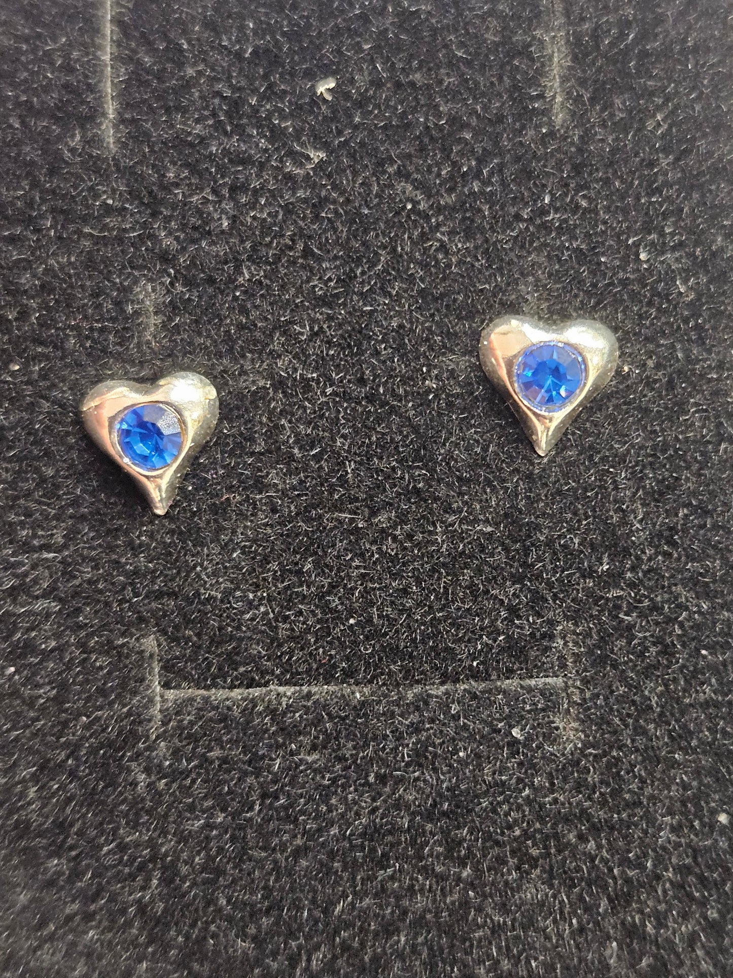 Sapphire Puff Heart Stud Earrings
