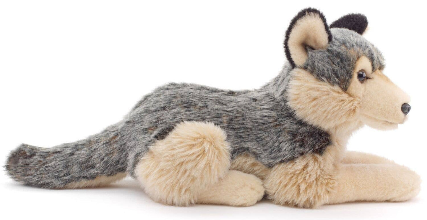 Grey wolf, lying down - 30 cm (length) - cuddly/plush toy