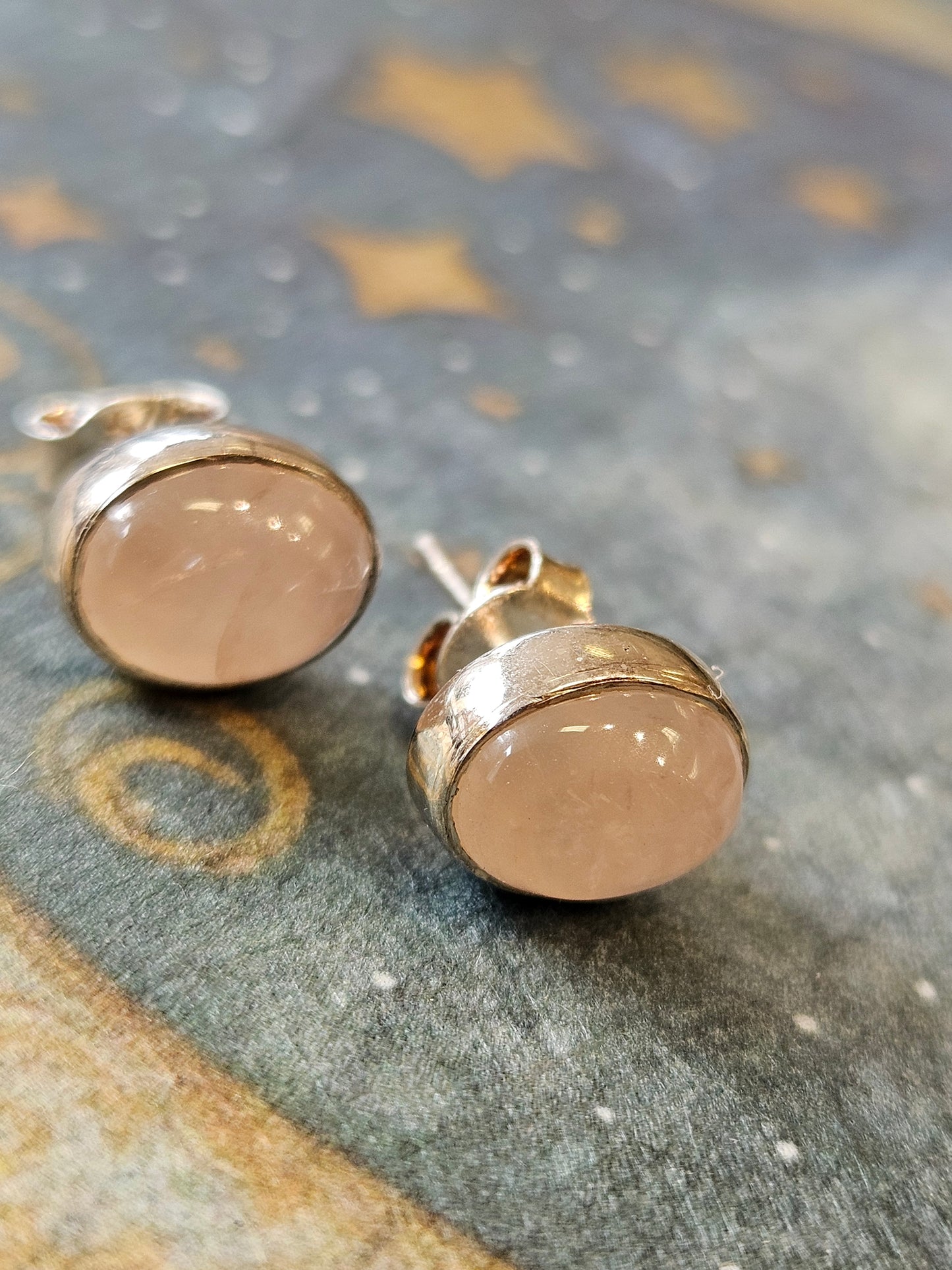 Rose Quartz Stud Earings