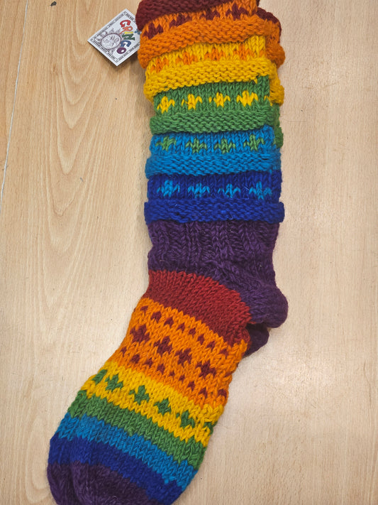 Rainbow Wool Slipper Socks