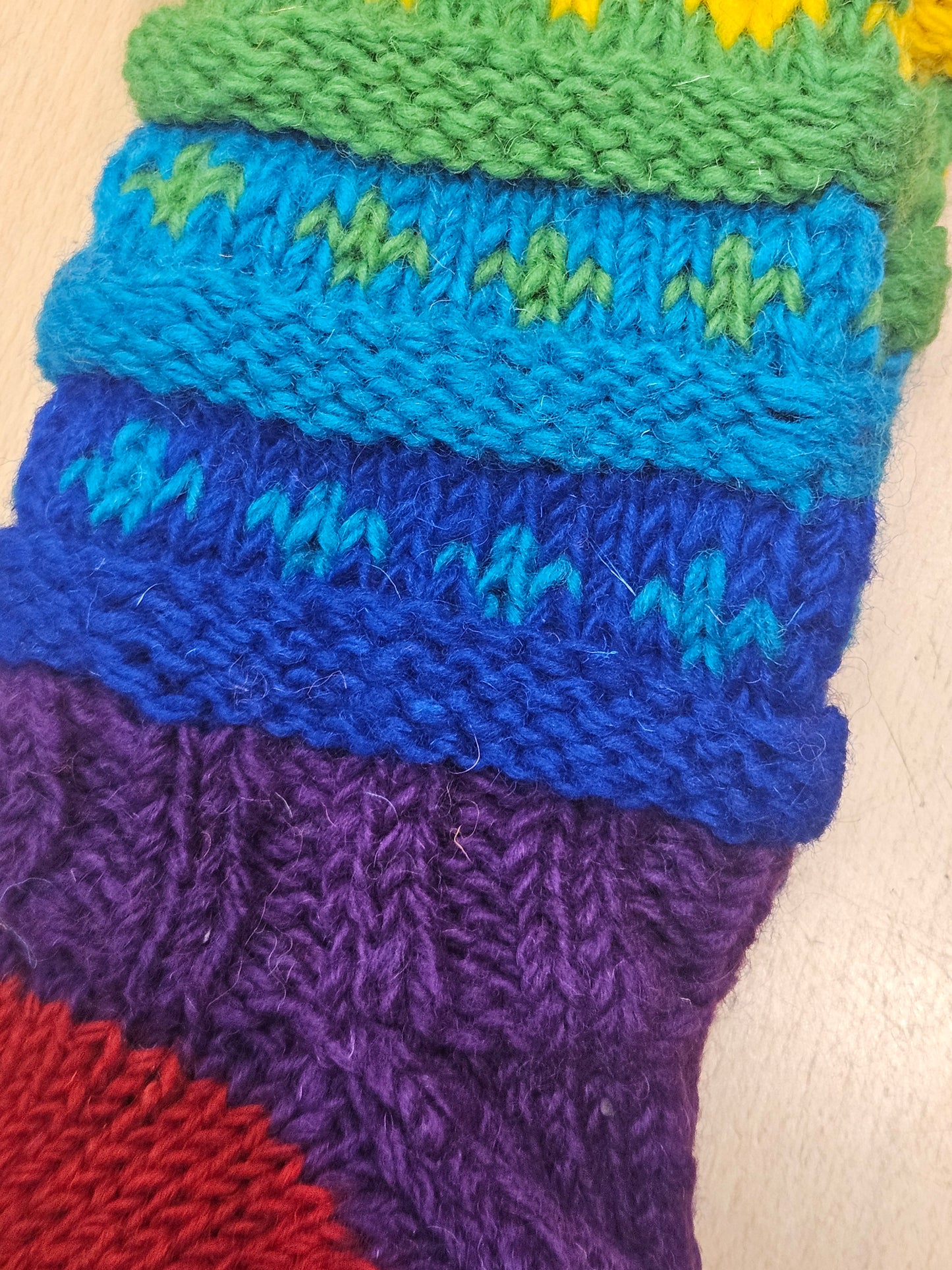 Rainbow Wool Slipper Socks