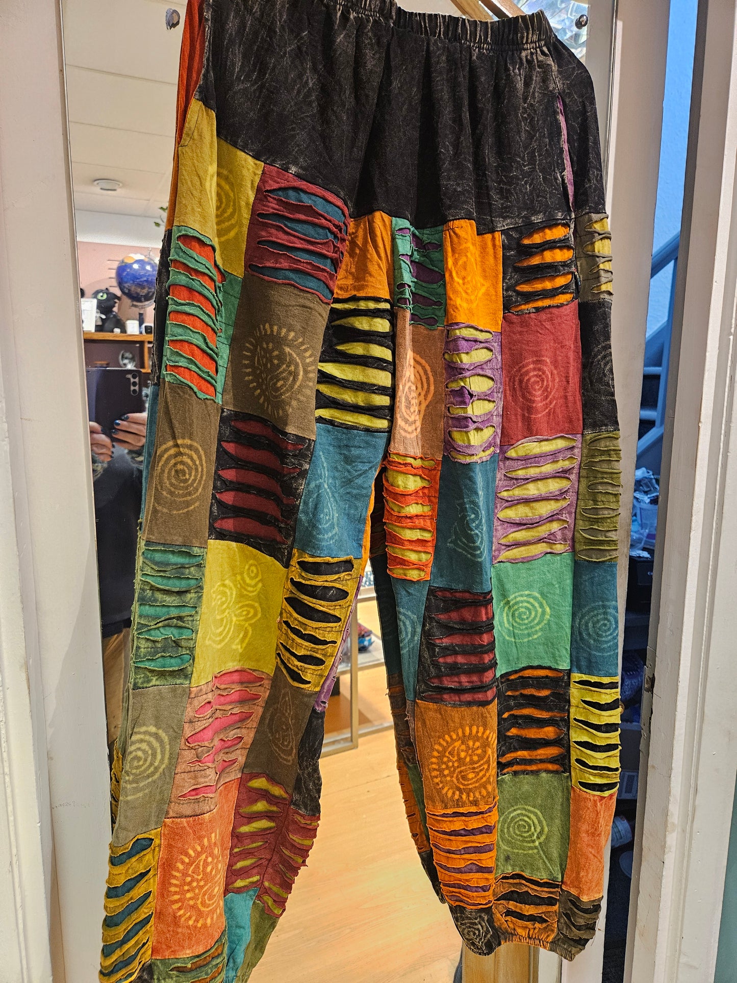 Harem Patchwork Cotton Trousers - Free Size