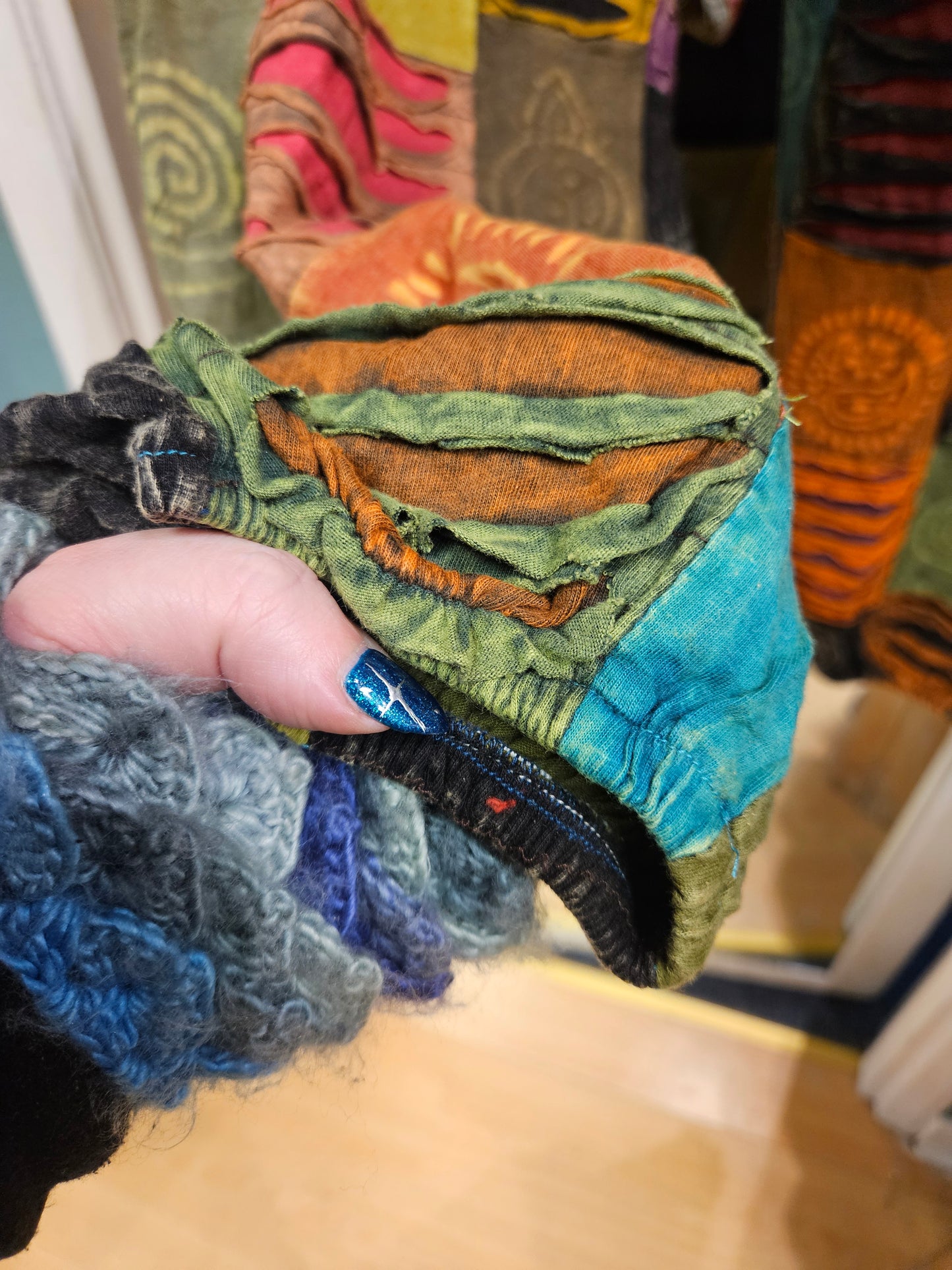 Harem Patchwork Cotton Trousers - Free Size