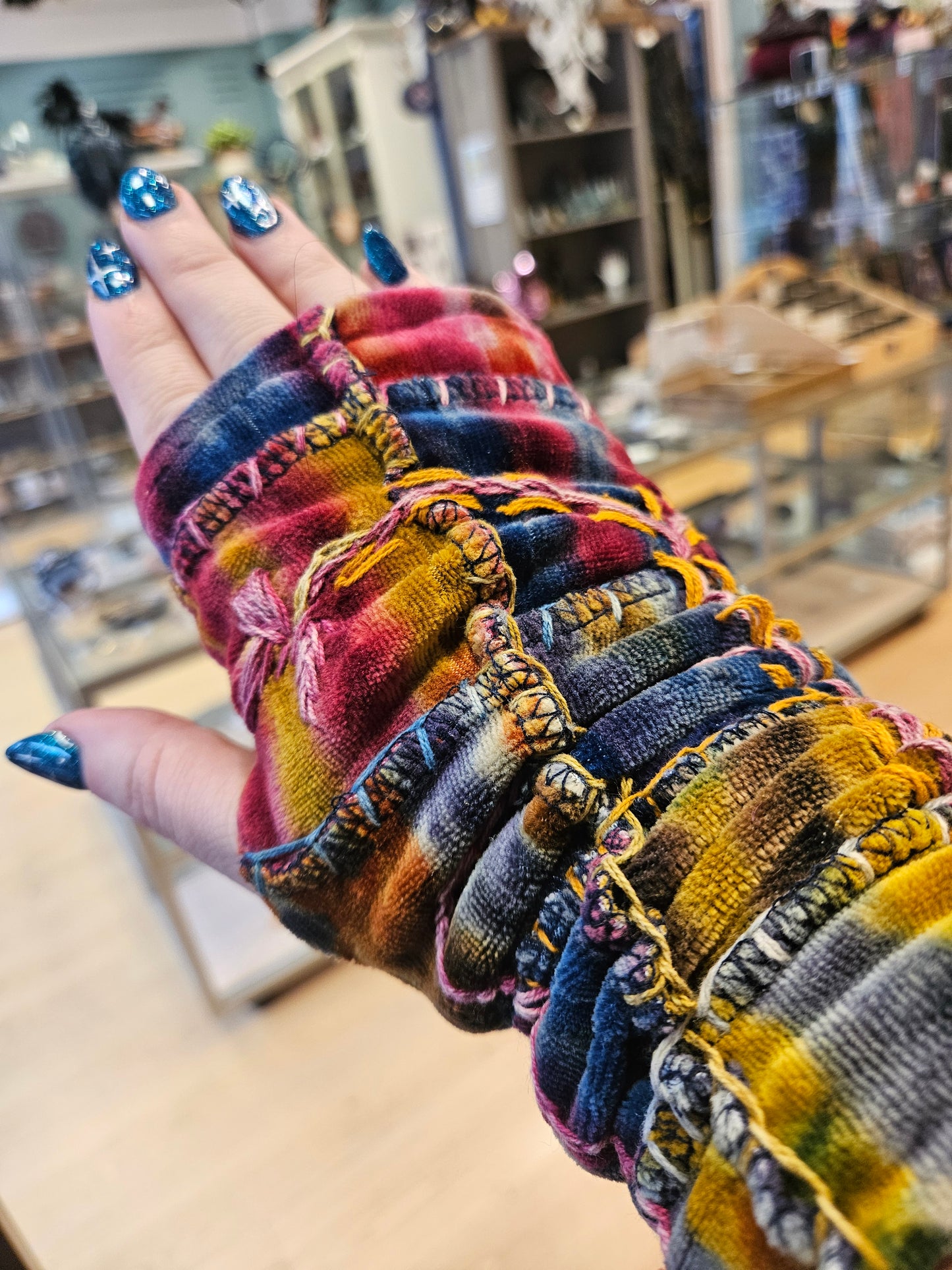 Velvet Wrist Warmers / fingerless mittens