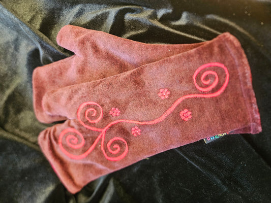 Velvet Wrist Warmers / fingerless mittens