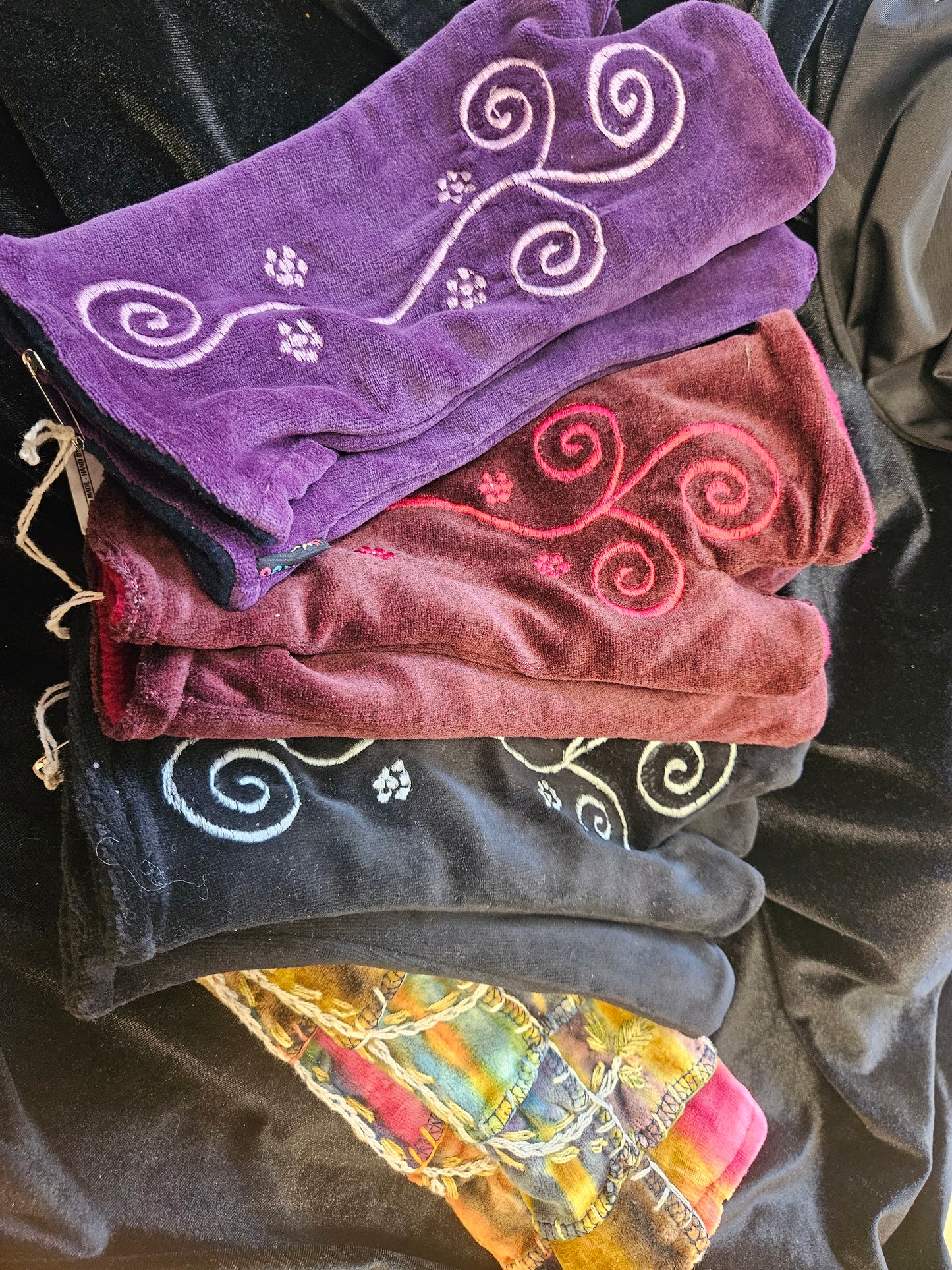 Velvet Wrist Warmers / fingerless mittens