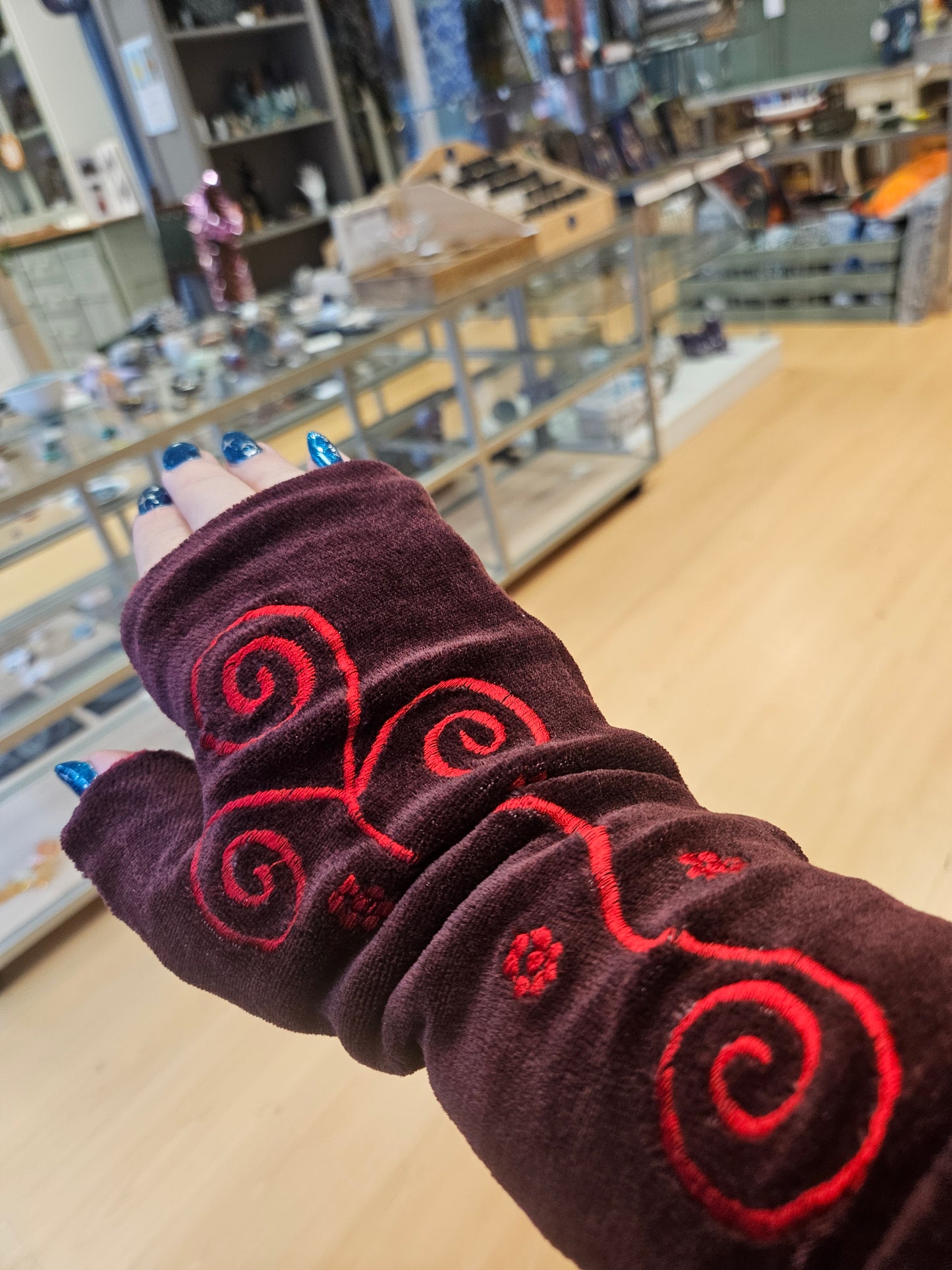 Velvet Wrist Warmers / fingerless mittens