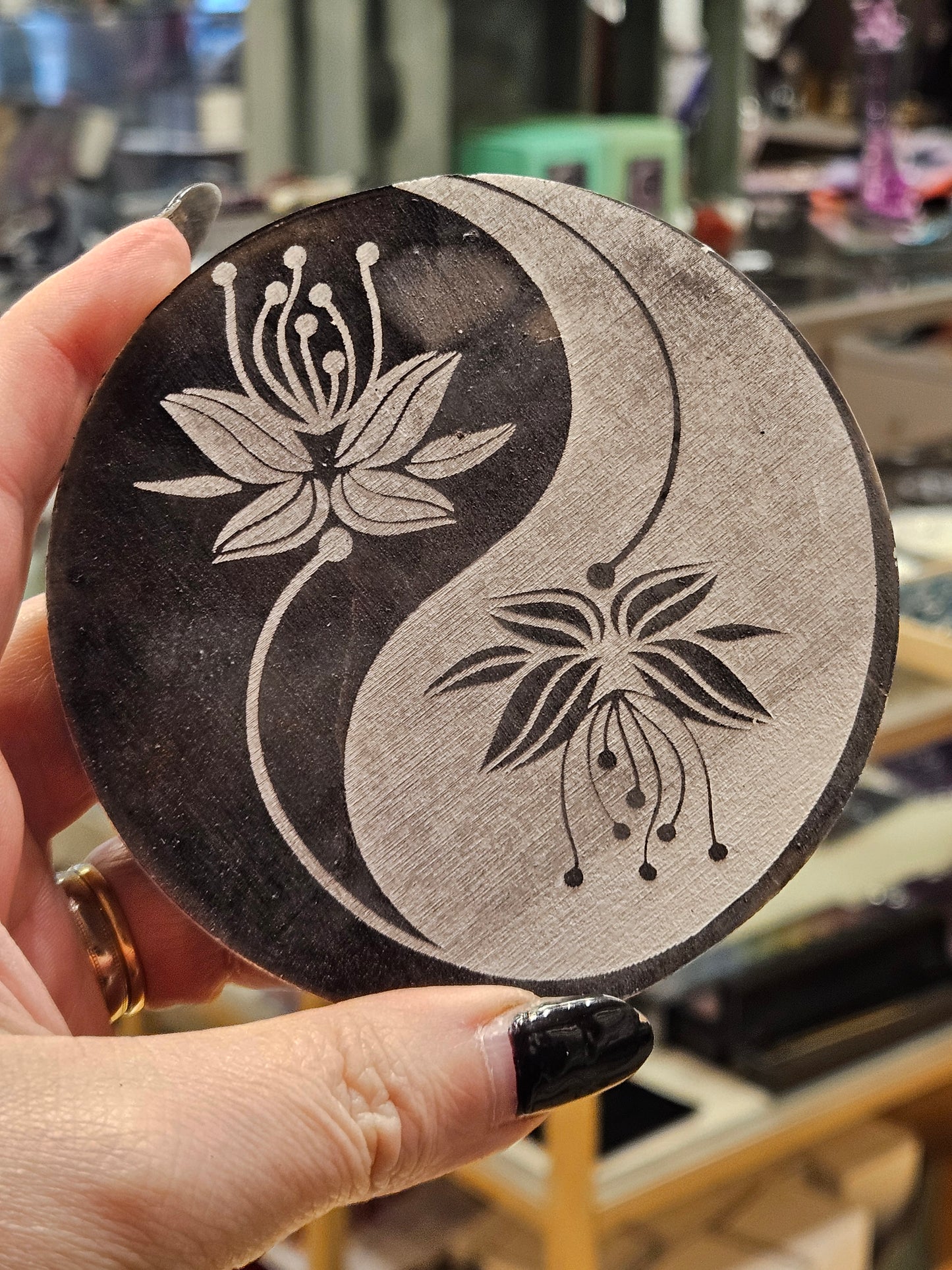 Selenite Yin Yang Plate