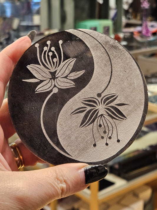 Selenite Yin Yang Plate
