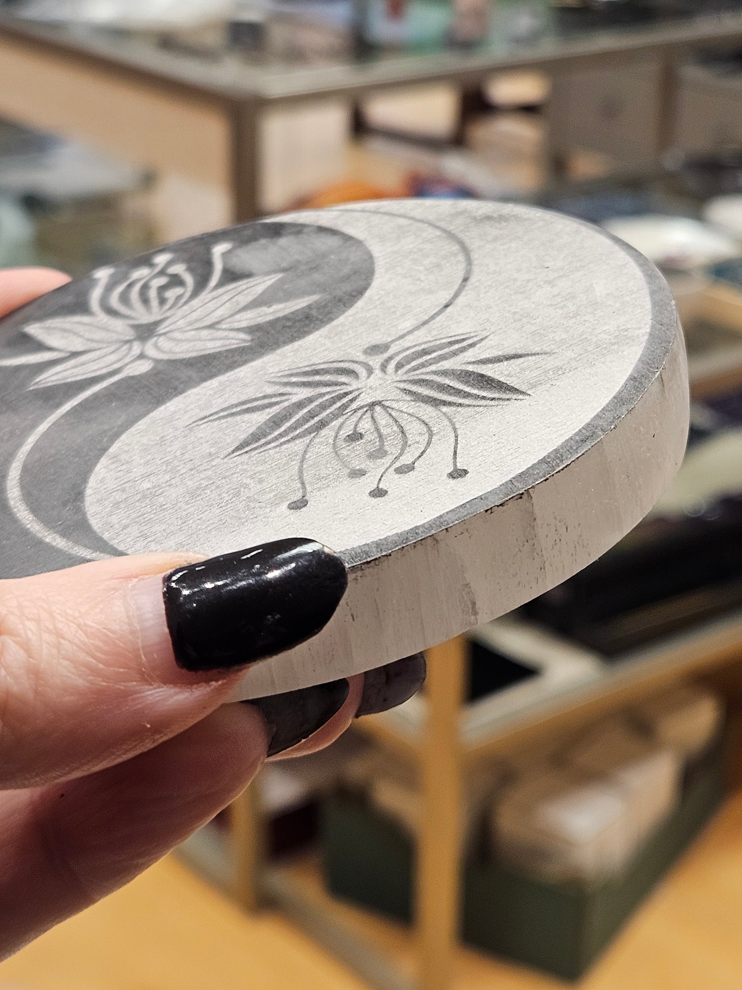 Selenite Yin Yang Plate