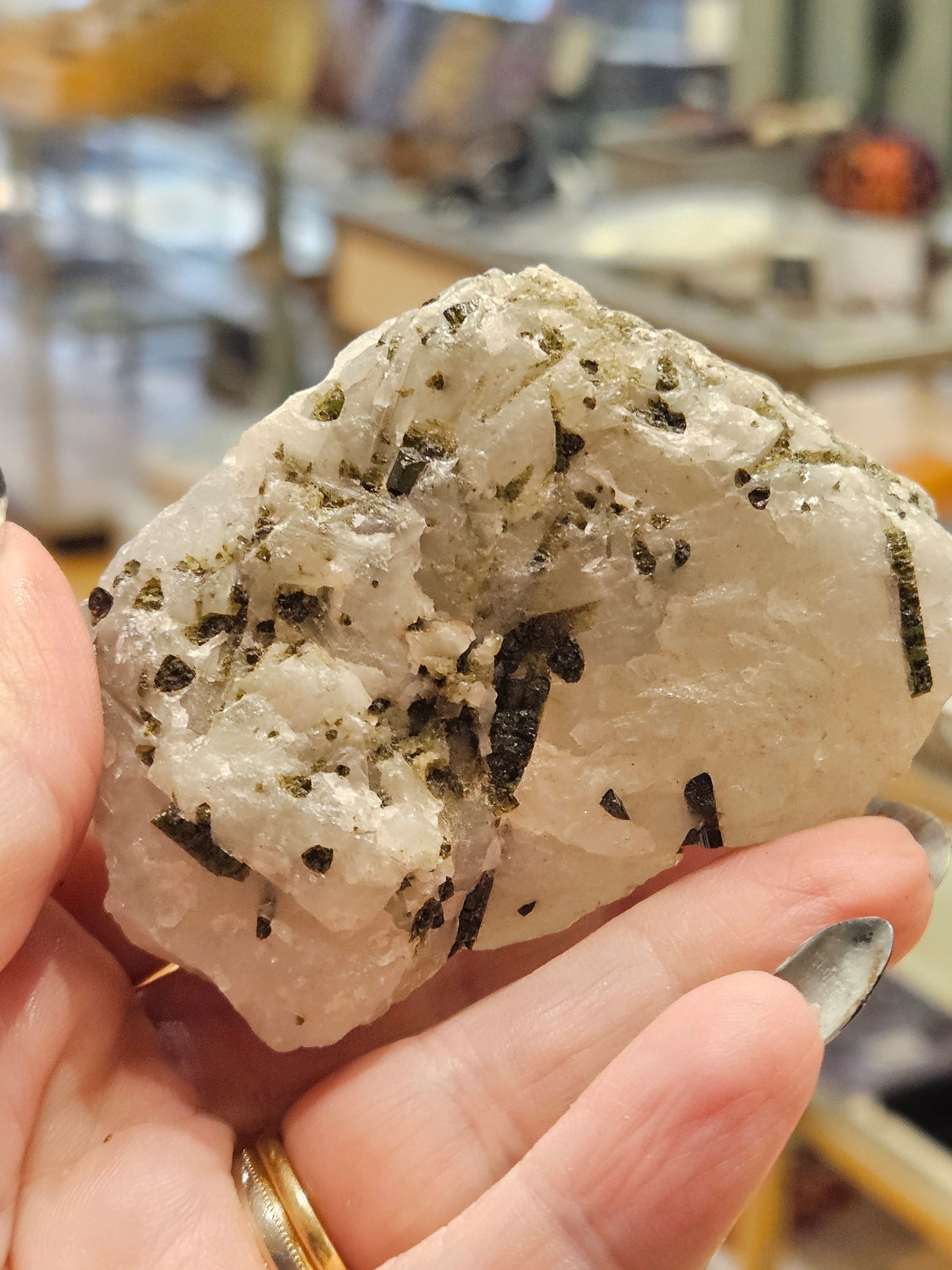 Raw Green Tourmaline in Quartz