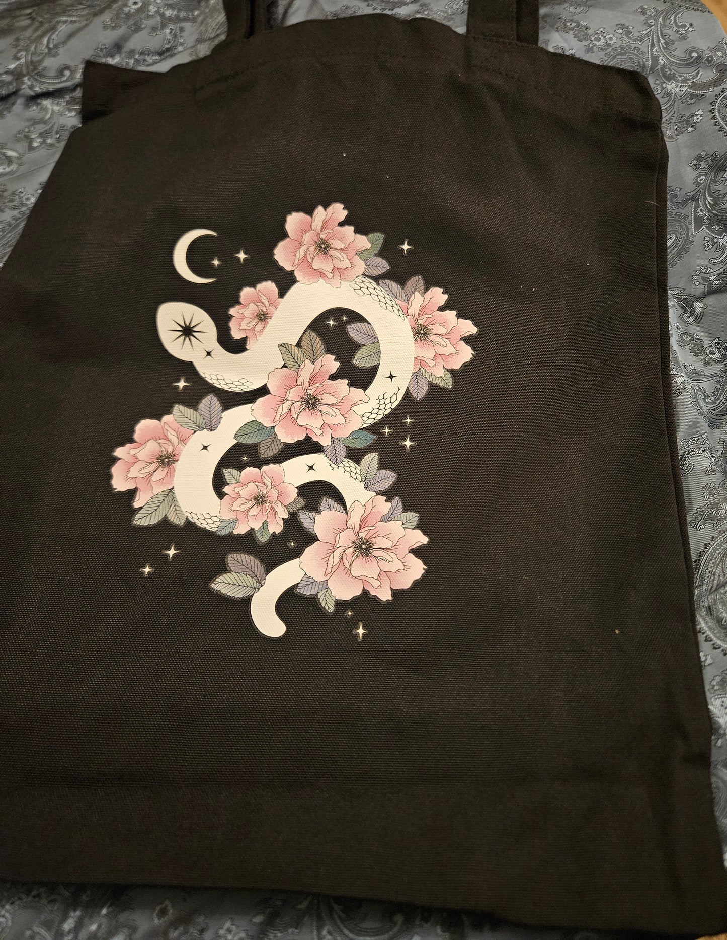 Floral Snake Tote Bag