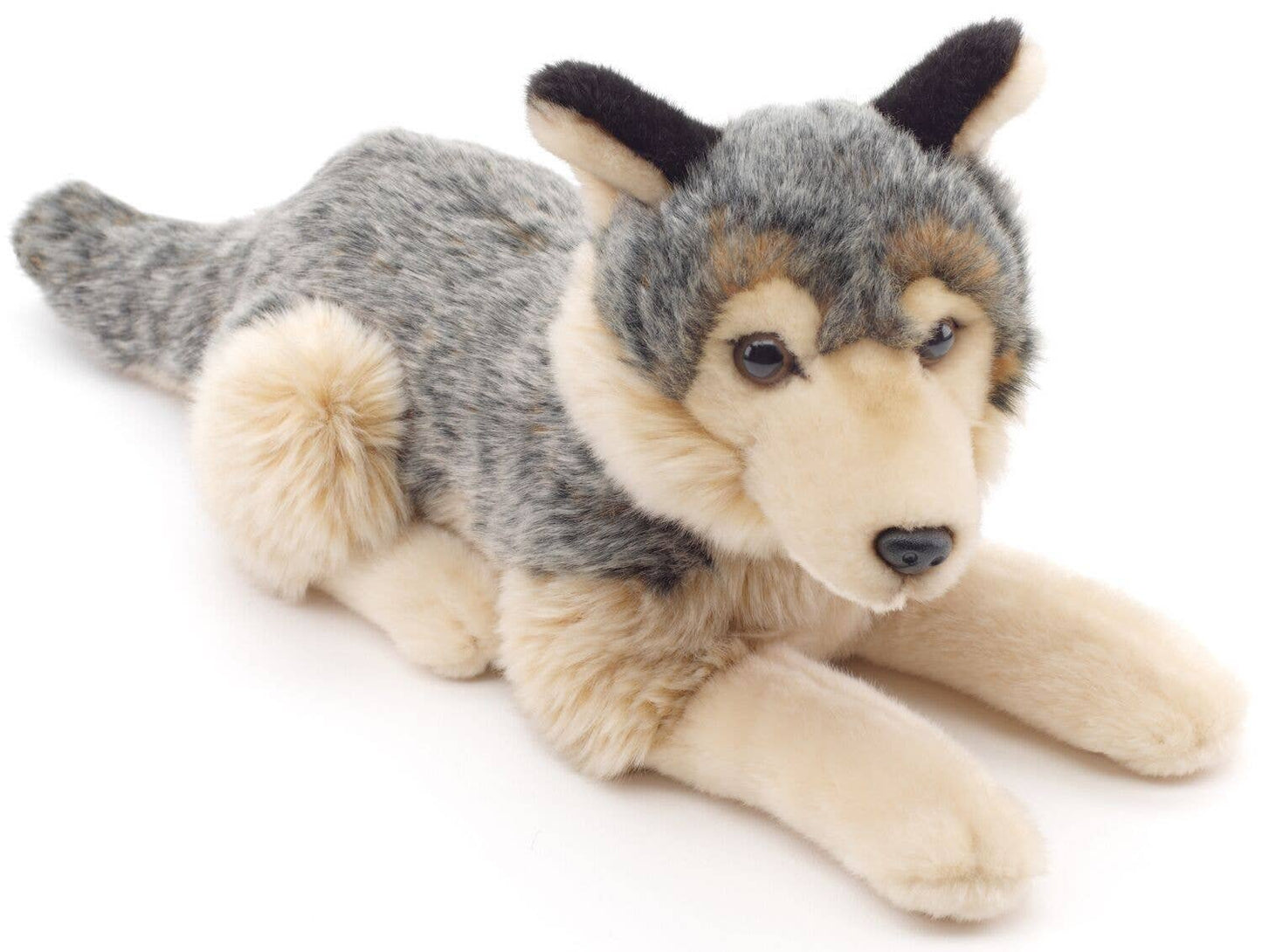 Grey wolf, lying down - 30 cm (length) - cuddly/plush toy