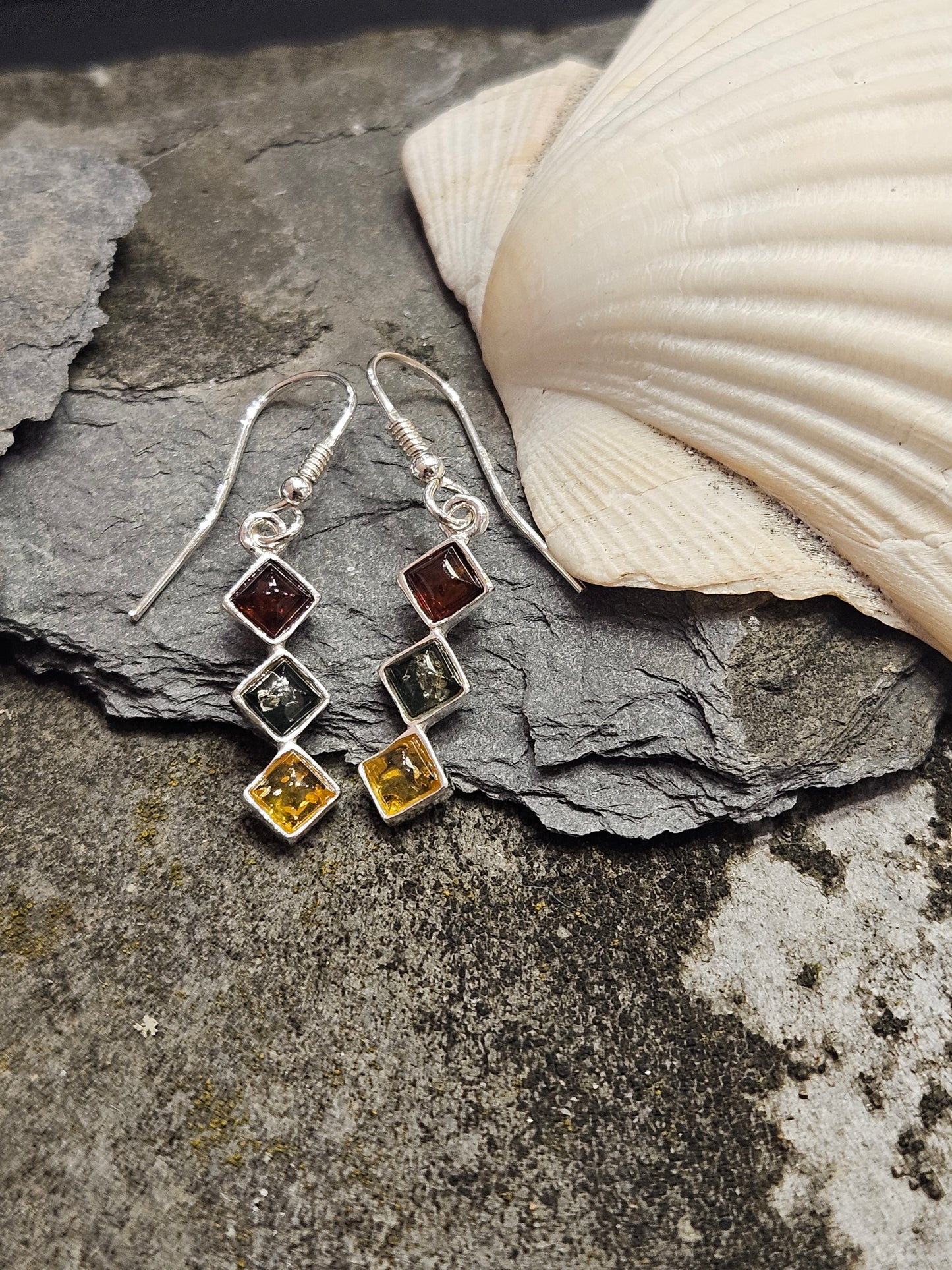 Amber Trilogy Drop Earrings