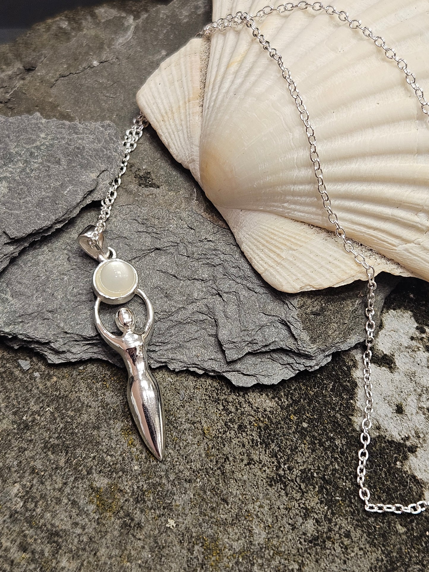 Rainbow Moonstone Goddess Necklace