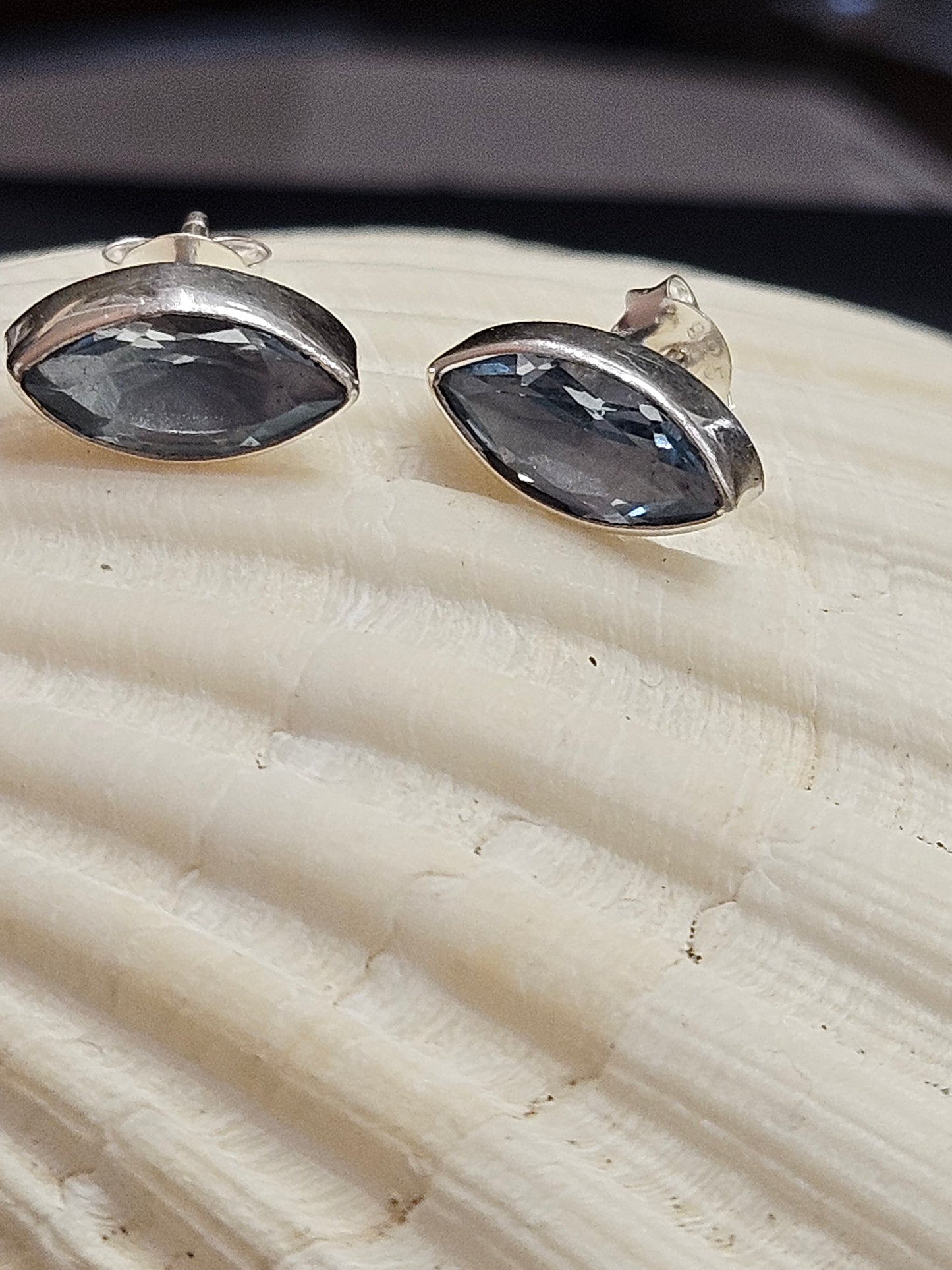 Blue Topaz Marquise Studs