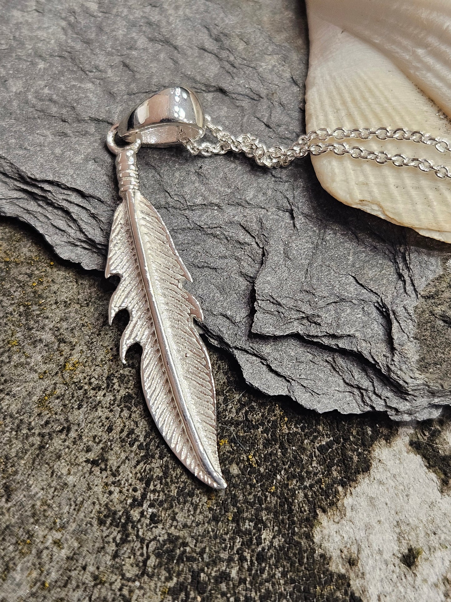 Simple Stirling Silver Feather