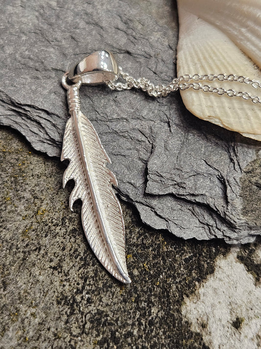 Simple Stirling Silver Feather