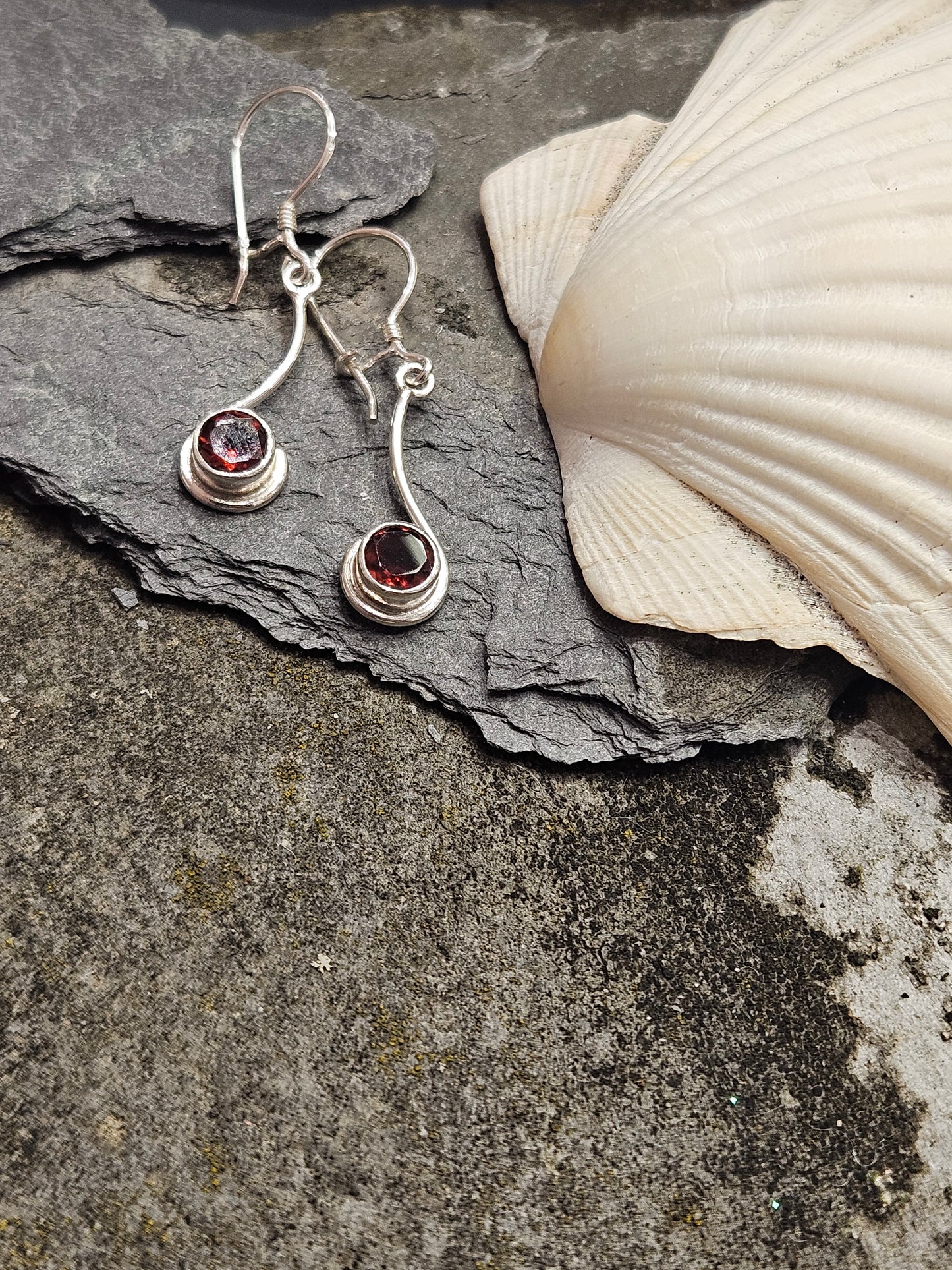 Garnet Facetted Drop Earrings
