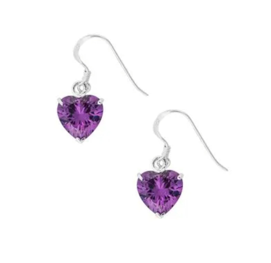Amethyst Heart Earrings