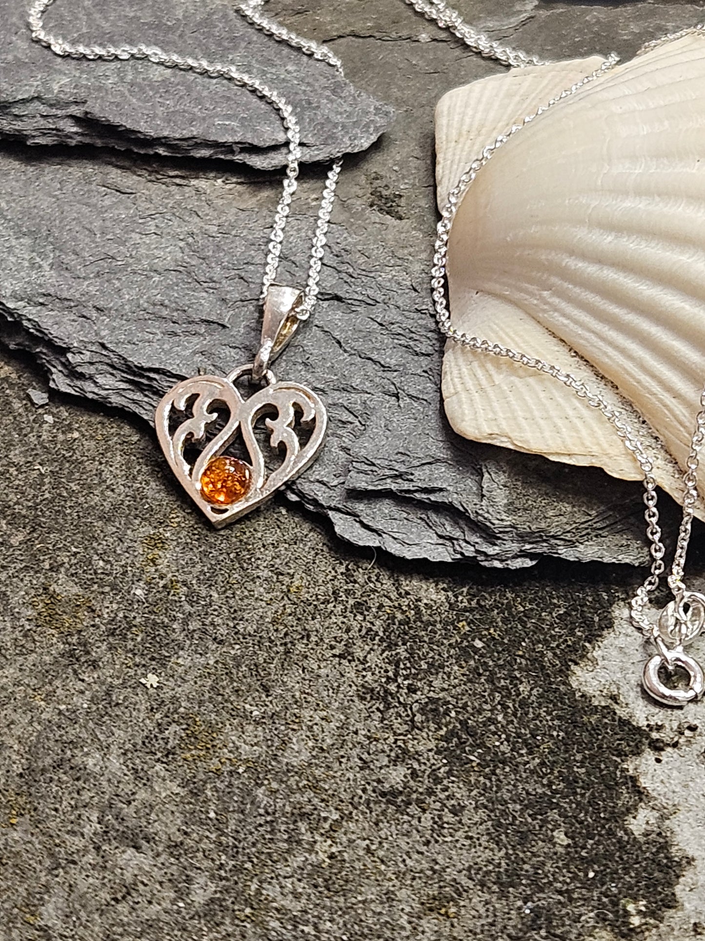 Burning Love Amber Heart Necklace