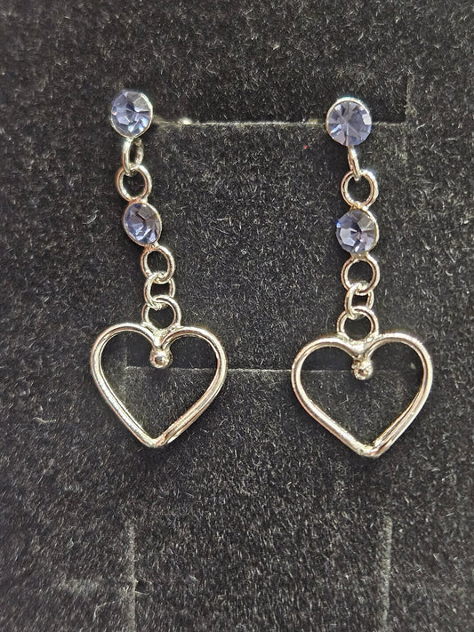 Tanzanite Crystal Heart Earrings