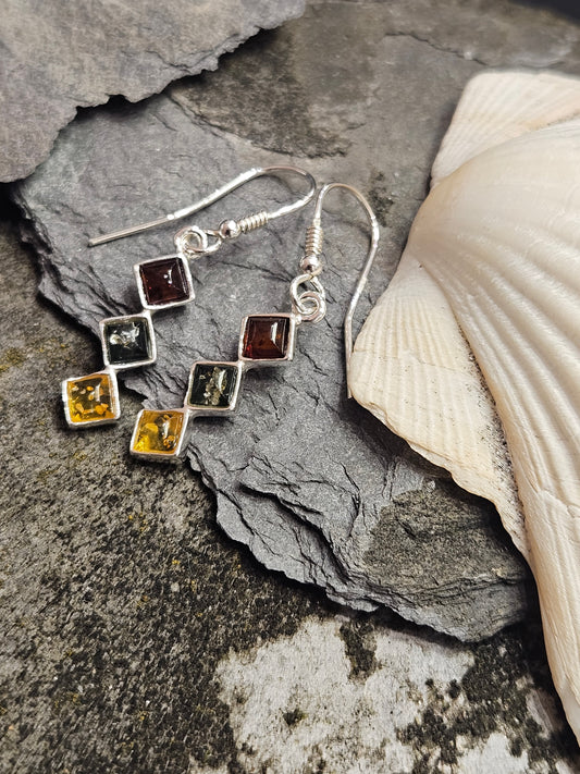 Amber Trilogy Drop Earrings