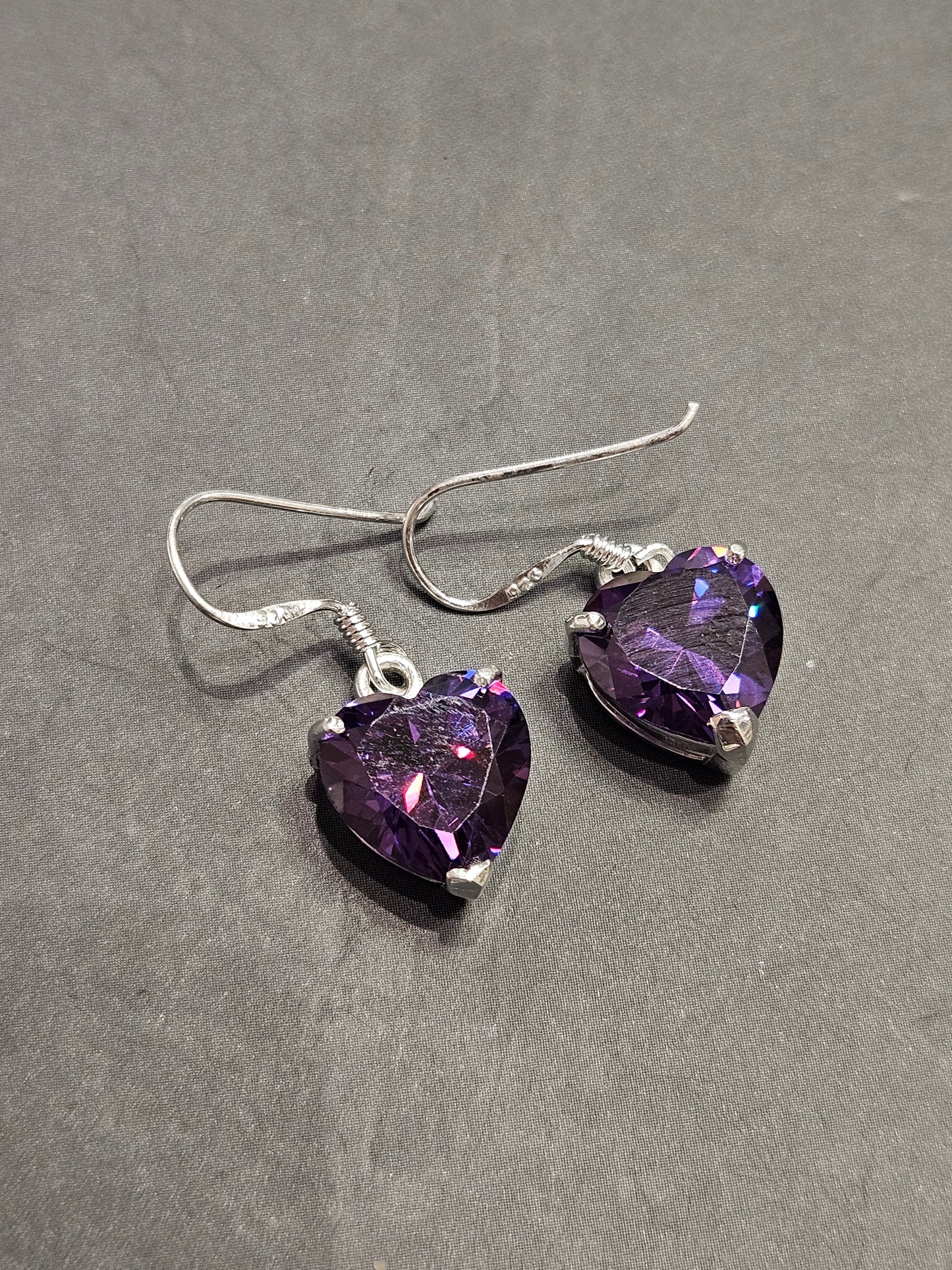 Amethyst Heart Earrings