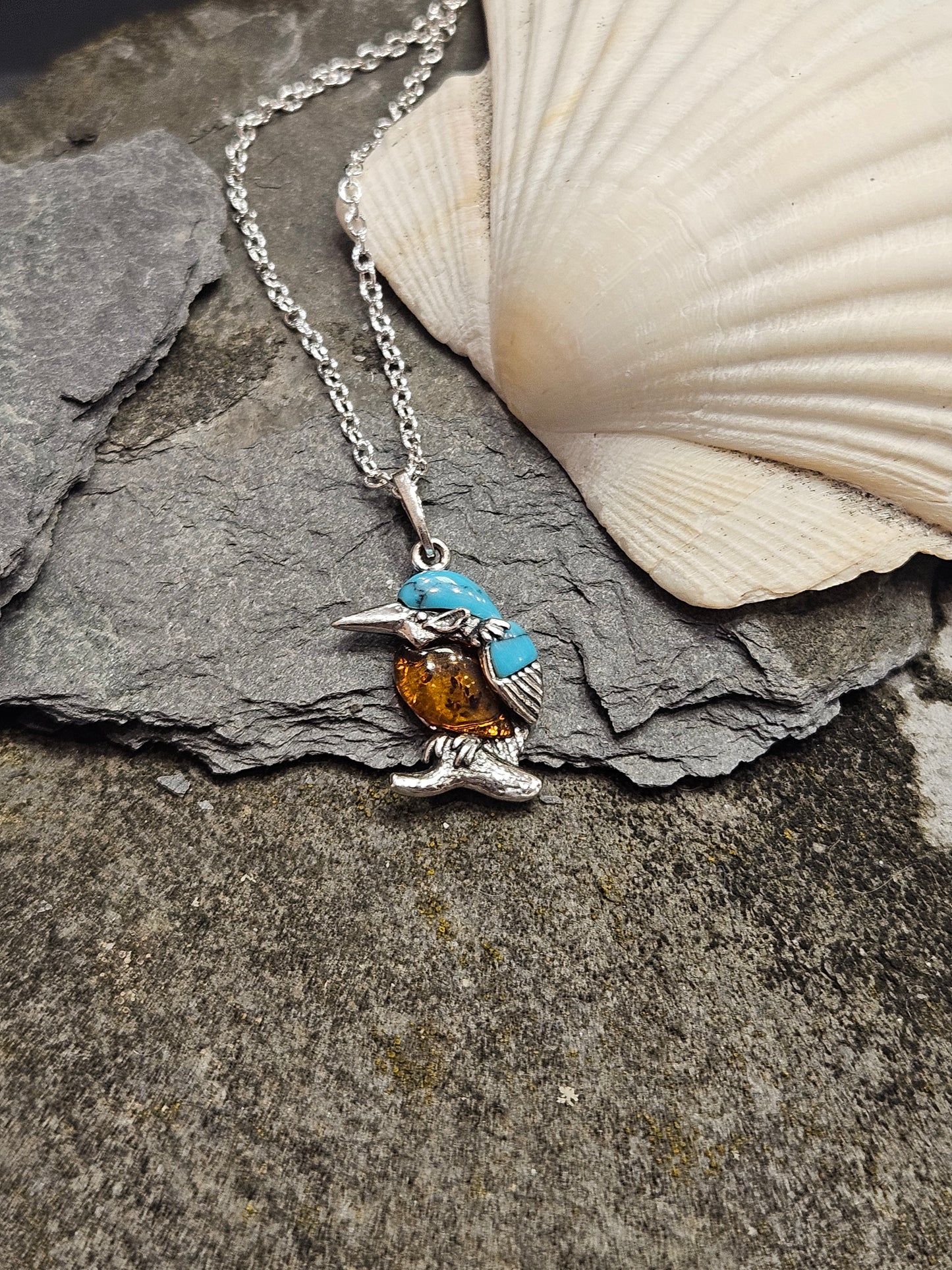 Turquoise and Amber Kingfisher Necklace