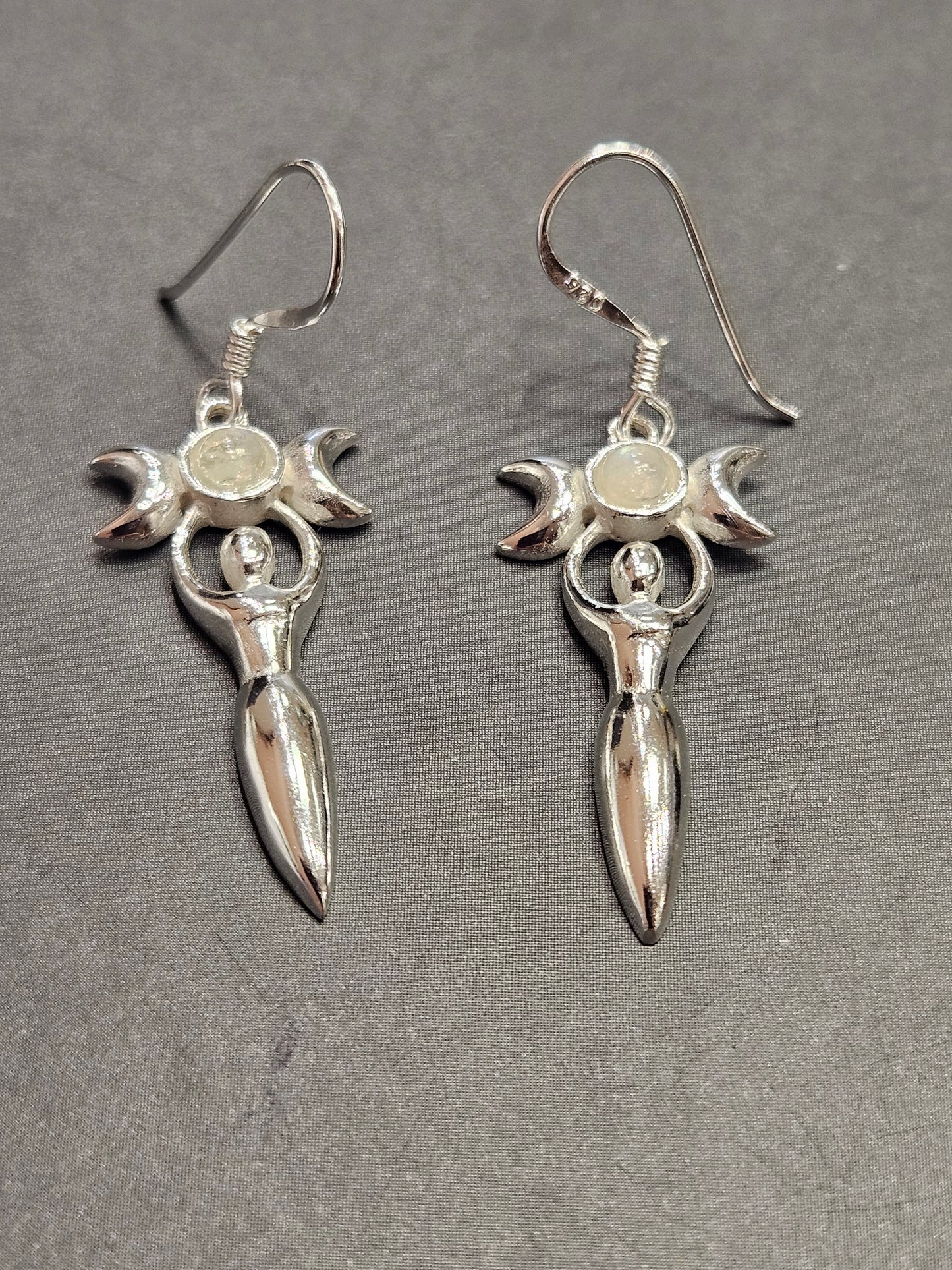 Triple Goddess Moonstone Earrings