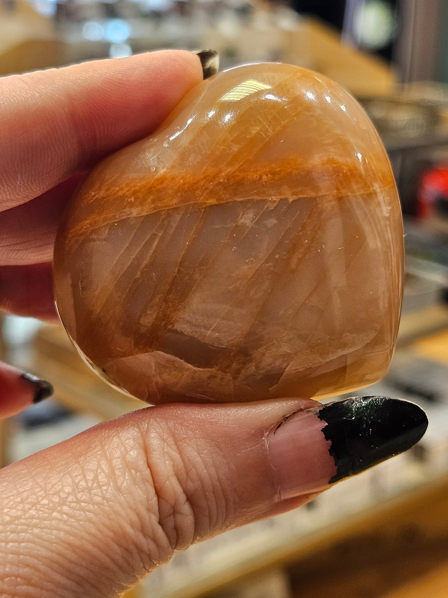 Peach Moonstone Heart