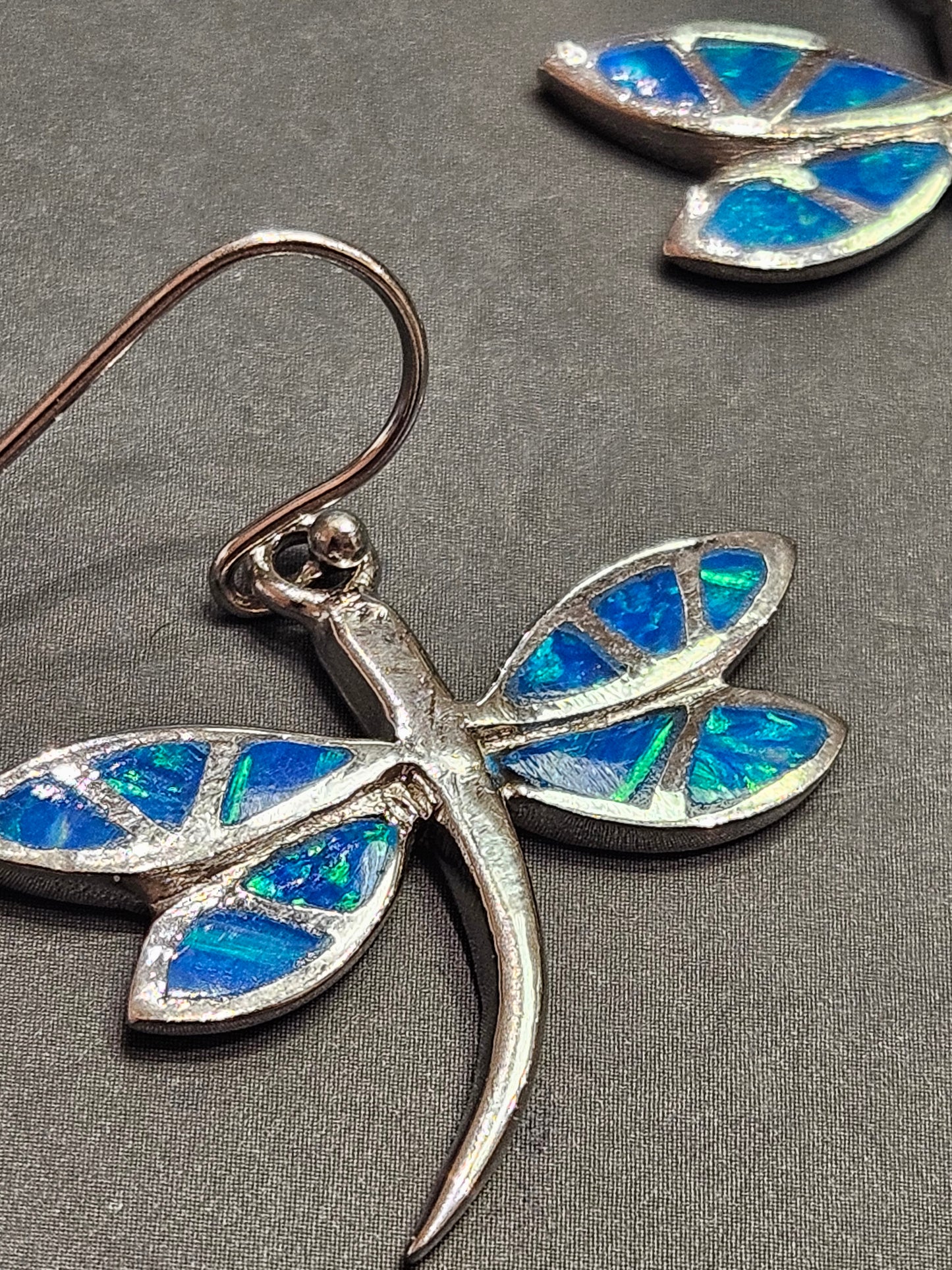 Blue Opal Dragon Fly Earrings