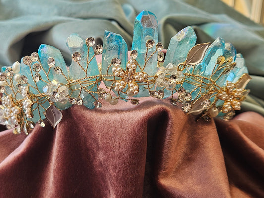 Aqua Coated Quartz Tiara