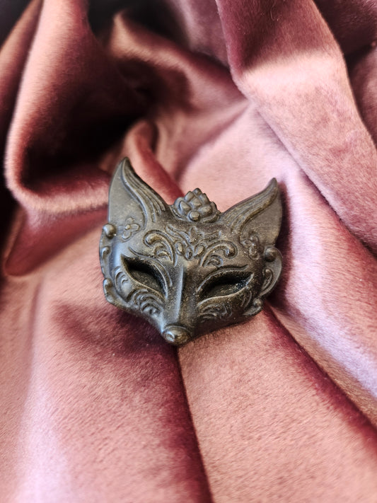 Obsidian Cat Mask Carving