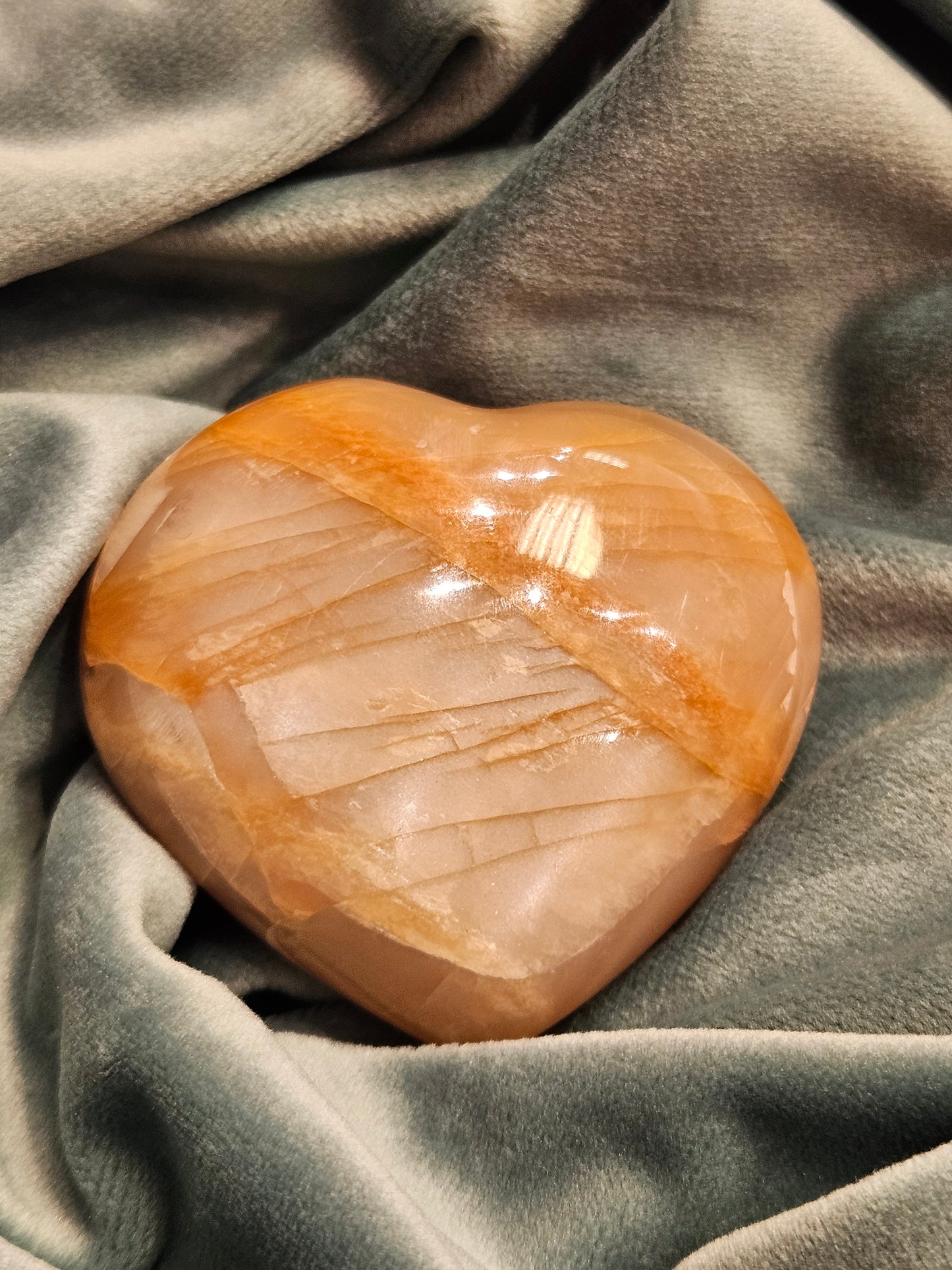 Peach Moonstone Heart
