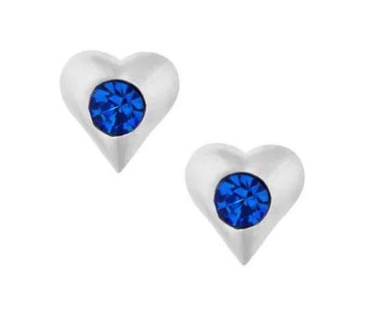 Sapphire Puff Heart Stud Earrings
