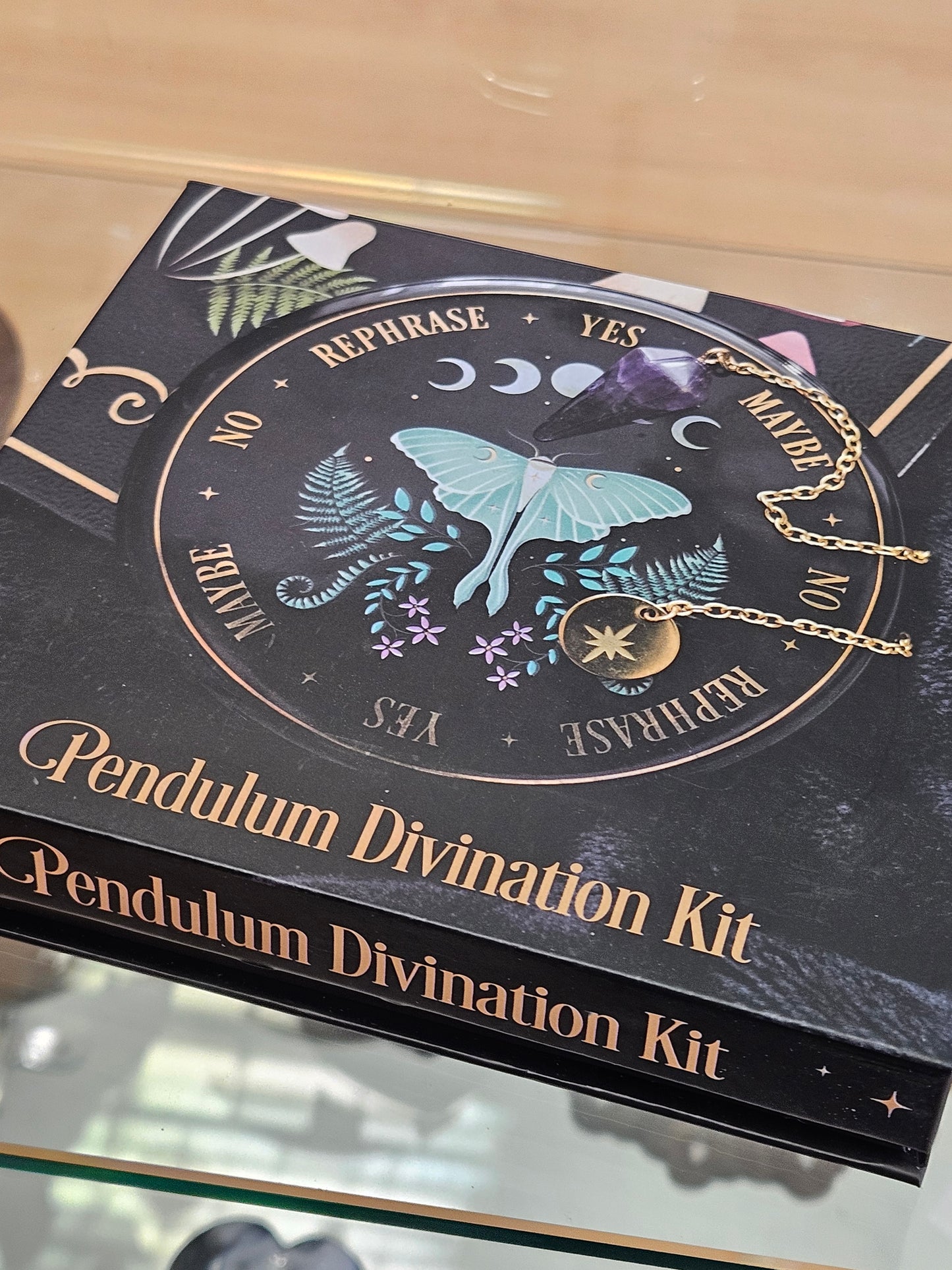 Amethyst Pendulum and Ceramic Moth Board