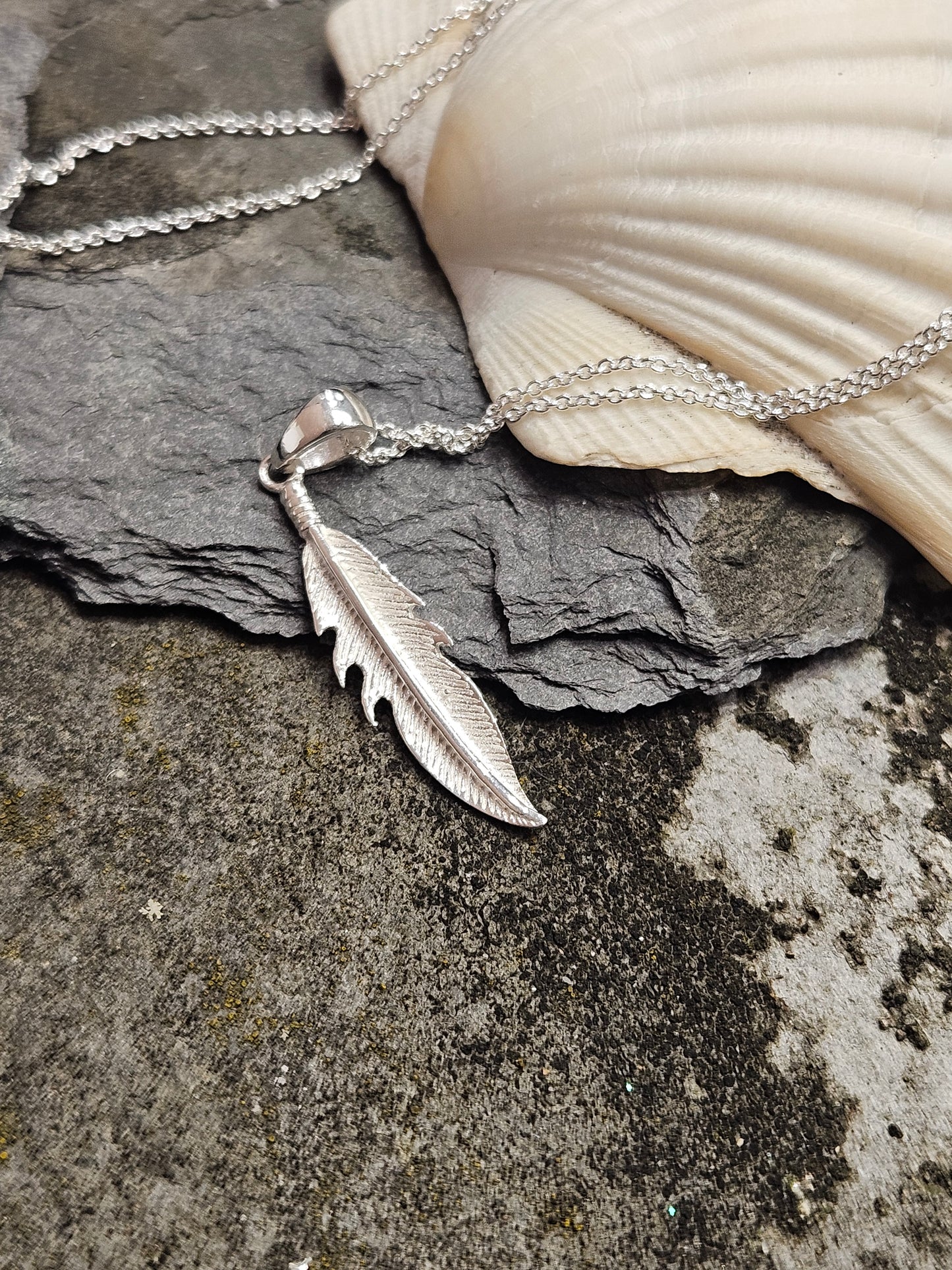 Simple Stirling Silver Feather