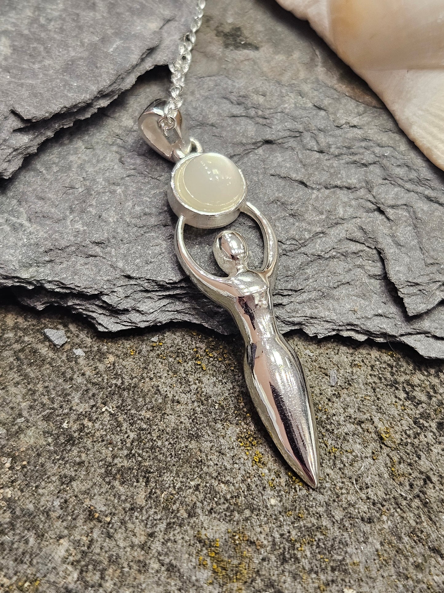 Rainbow Moonstone Goddess Necklace